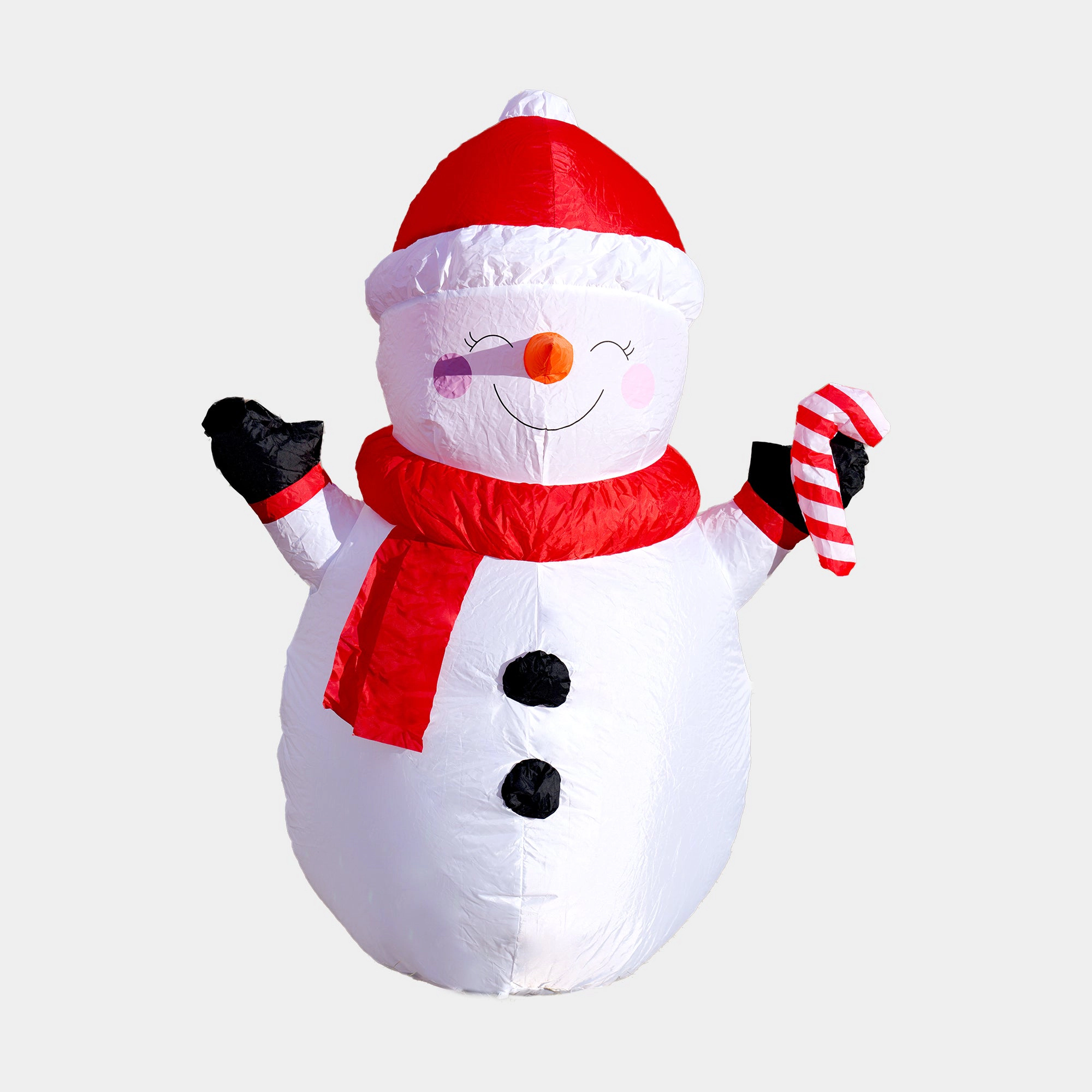 G128 3.5 ft Snowman Inflatable with Candy Canes and LED Lights - Fast Inflate, Weather-Resistant