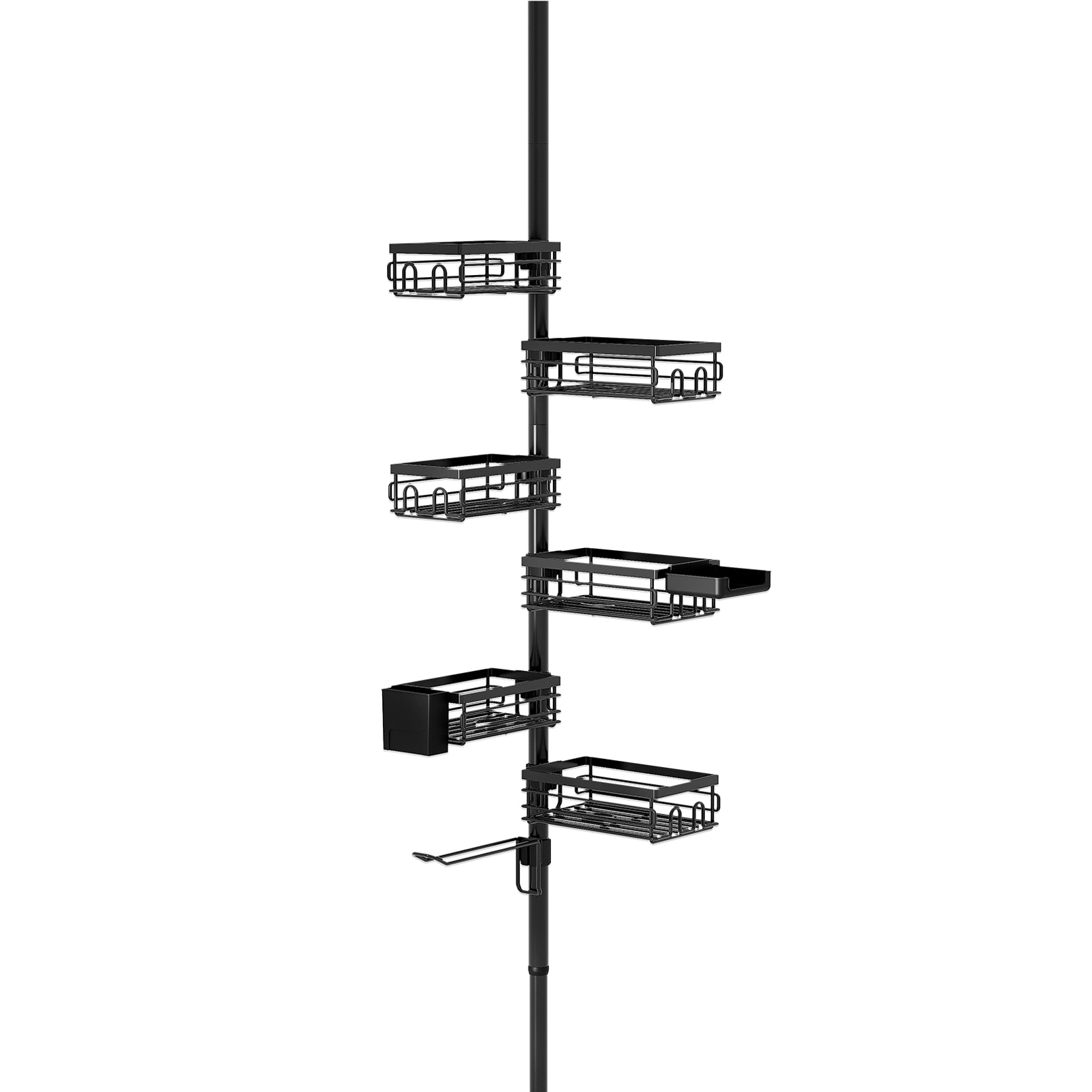 Utopia Alley 109-Inch Adjustable Tension Pole Shower Caddy Corner Organizer, 6‑Tier Shower Rack & No‑Drill, Matte Black