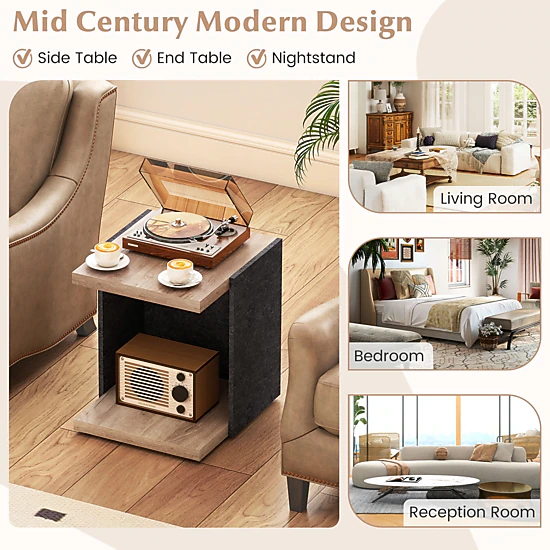 LJG End Table 2-Tier Sofa Side Table with Open Storage Shelf