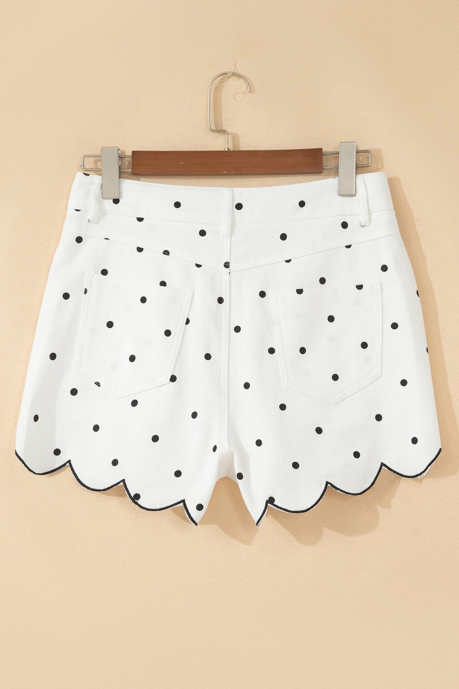 Threaded Pear Womens Elise Embroidered Scallop Hem Shorts