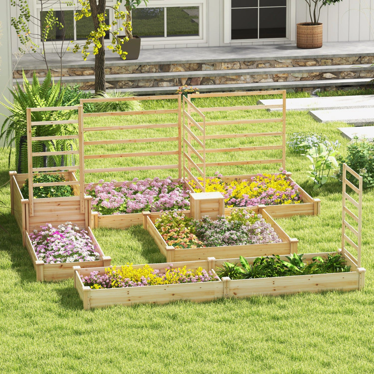 Hivvago 49 x 49 x 10 Inch Raised Garden Bed with Compost Bin and Open-ended Bottom