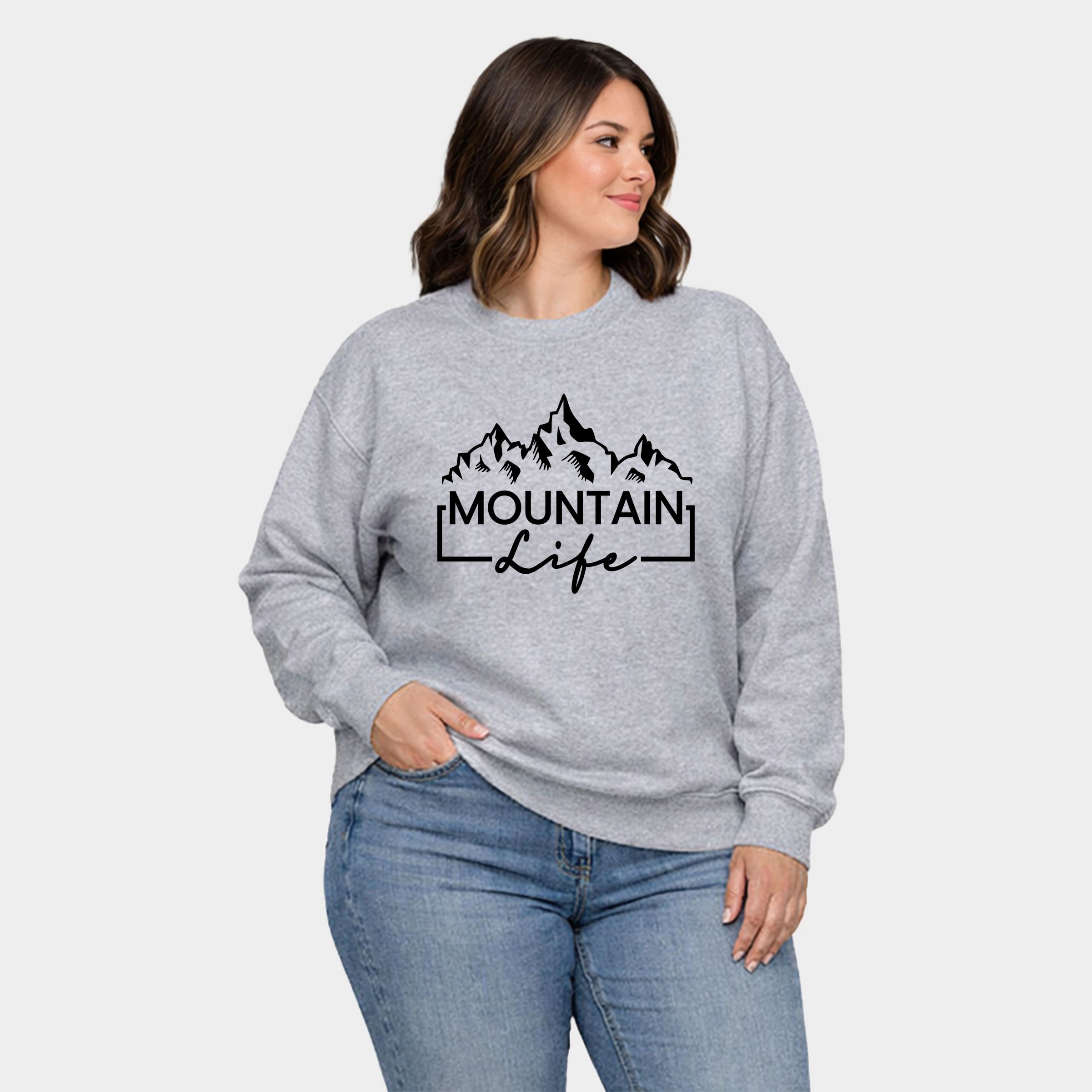 Simply Sage Market - Mountain Life  Women's Plus Sized Graphic Sweatshirt