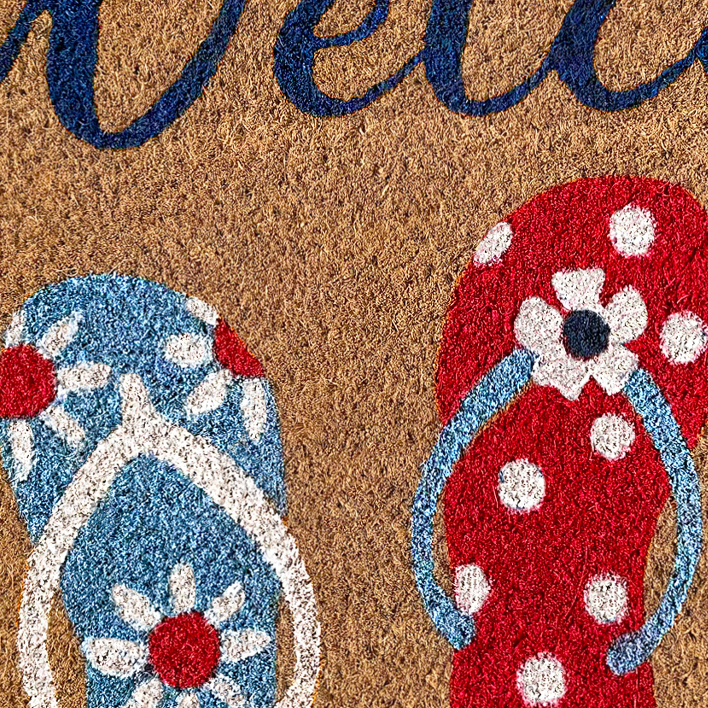 Kate Aurora Summer Fun Flip Flops Bristled Coir Outdoor Welcome Mat - 18"x30"