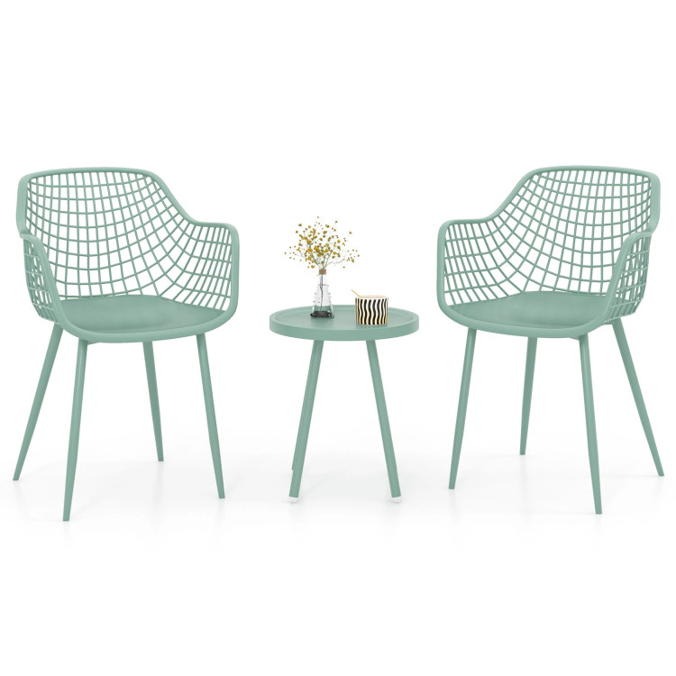 Hivvago 3 Piece Patio Chair Set With Pp Seat And Tabletop For Porch