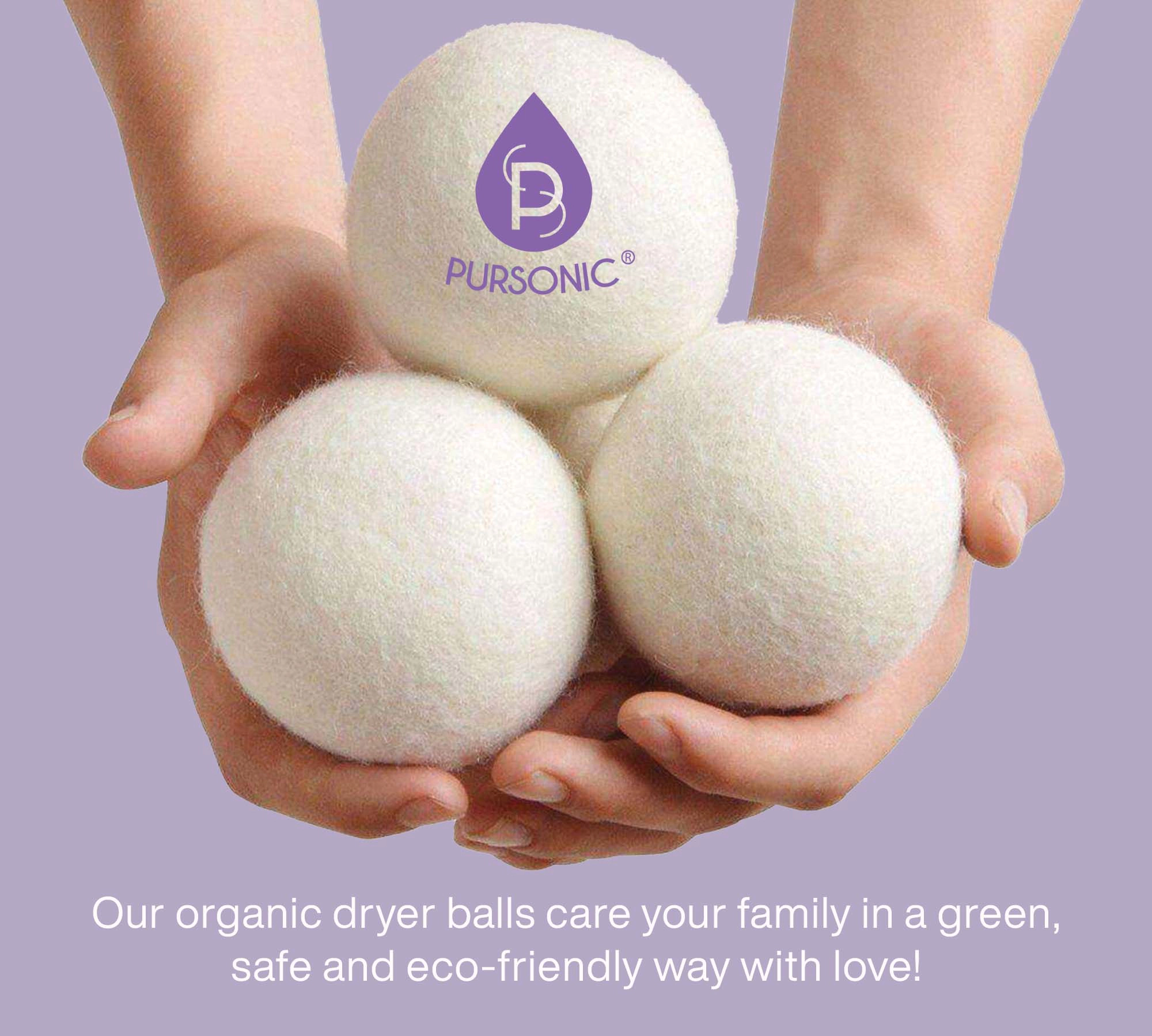Pursonic Unisex Eco-Friendly Reusable Wool Dryer Balls with Lavender & Peppermint Oils