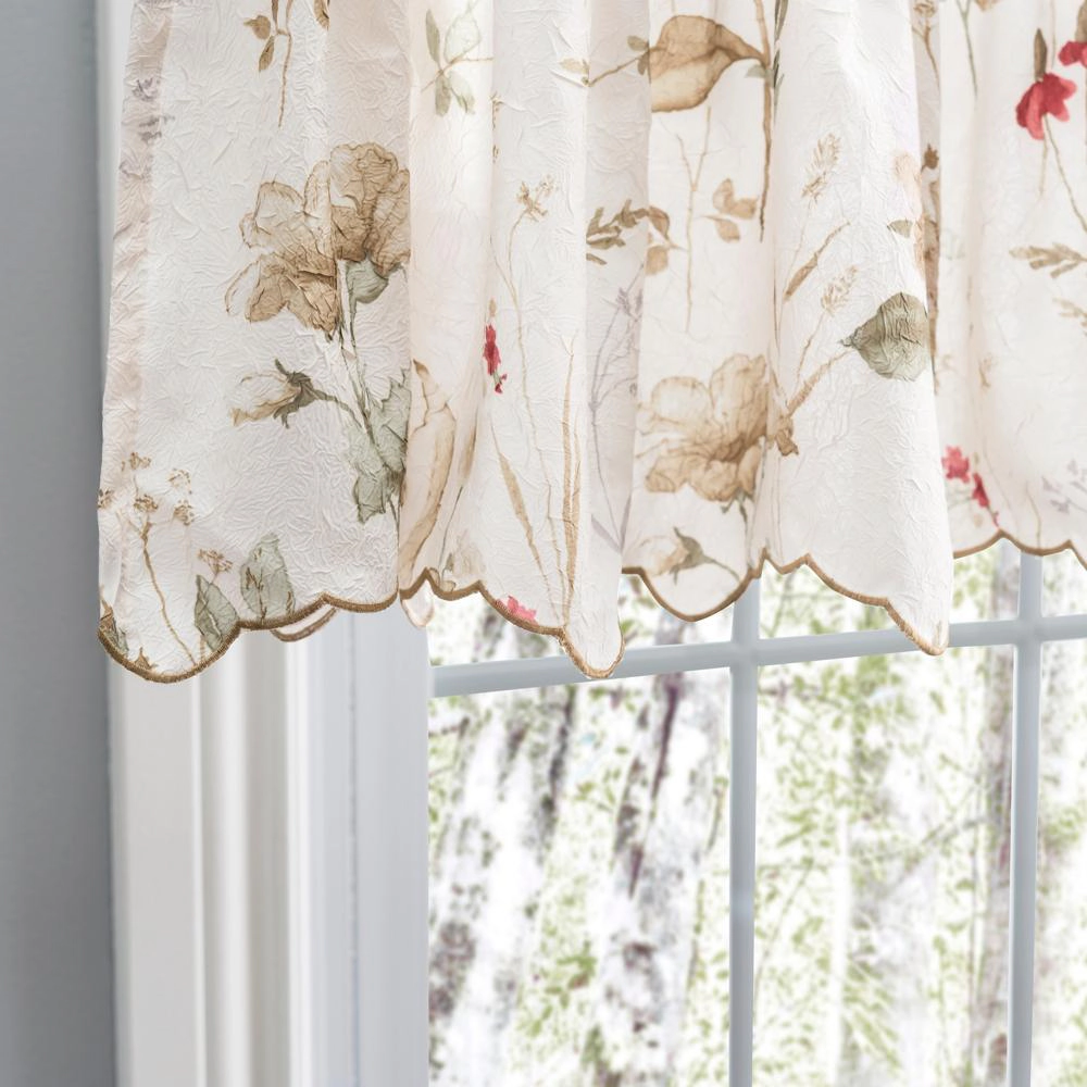 Ellis Curtain Sophia Floral Crushed Taffeta Rod Pocket Window Valance 48" x 15" Multi