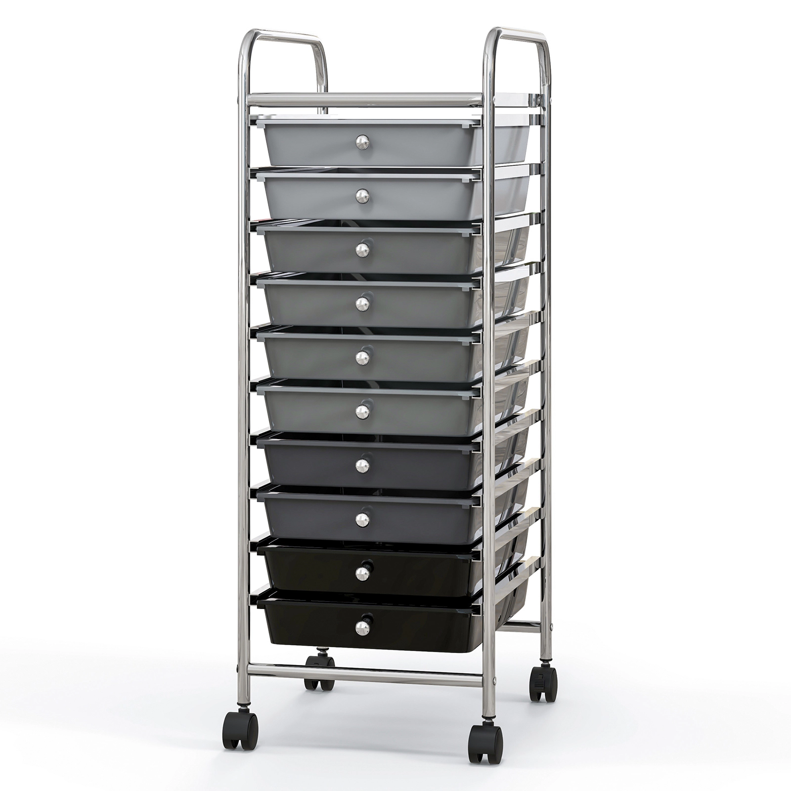 SUGIFT 10-Drawer Rolling Storage Cart Organizer with 3-lb Drawer Capacity and 4 Universal Casters Gradient Gray