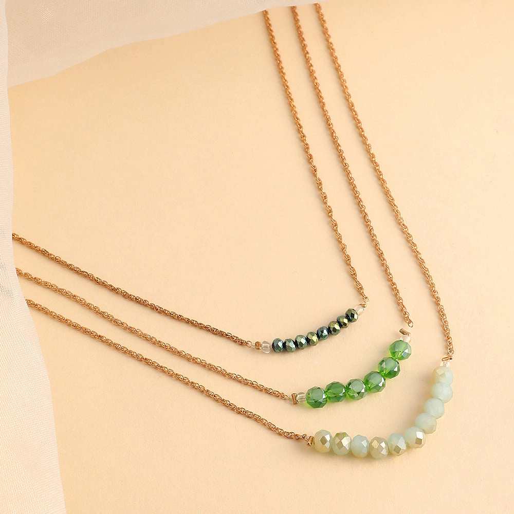 SOHI Women's Kelly Green the Riviera Multi-Layer Necklace