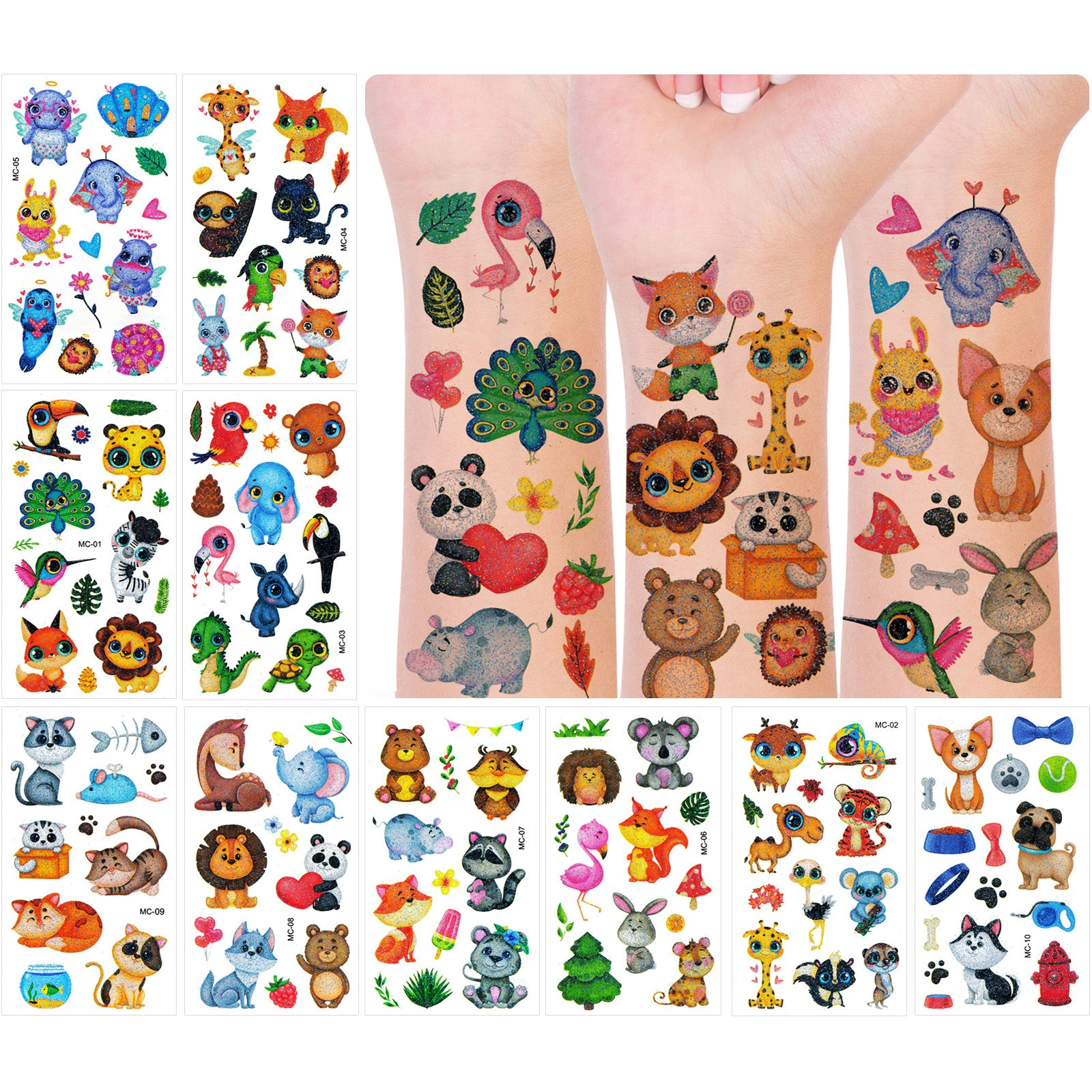 Wrapables Waterproof Glitter Temporary Tattoos, Birthday Party Favors and Supplies