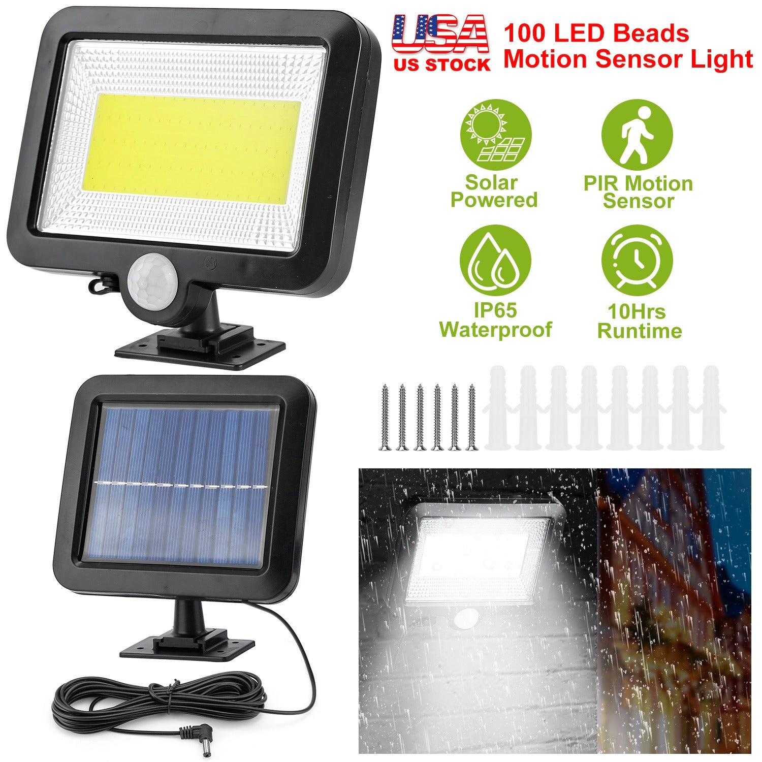GBruno Solar Motion Sensor Wall Light 100 LED
