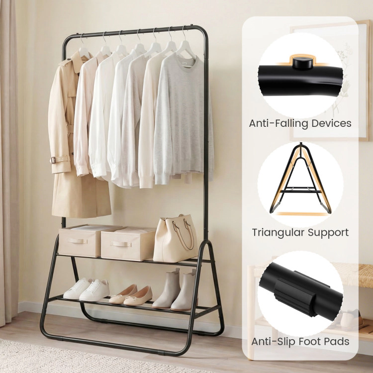 Hivvago Heavy Duty Clothes Rack with Hanging Rod and Storage Shelves