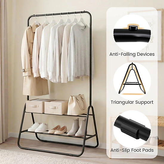 Hivvago Clothes Rack with Hanging Rod and Shelves