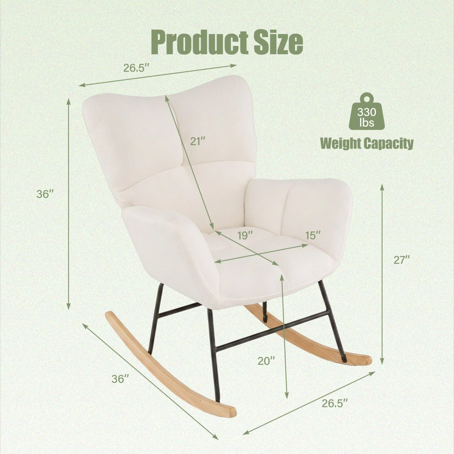 SlickBlue Teddy Fabric Nursery Rocking Chair with Cushion
