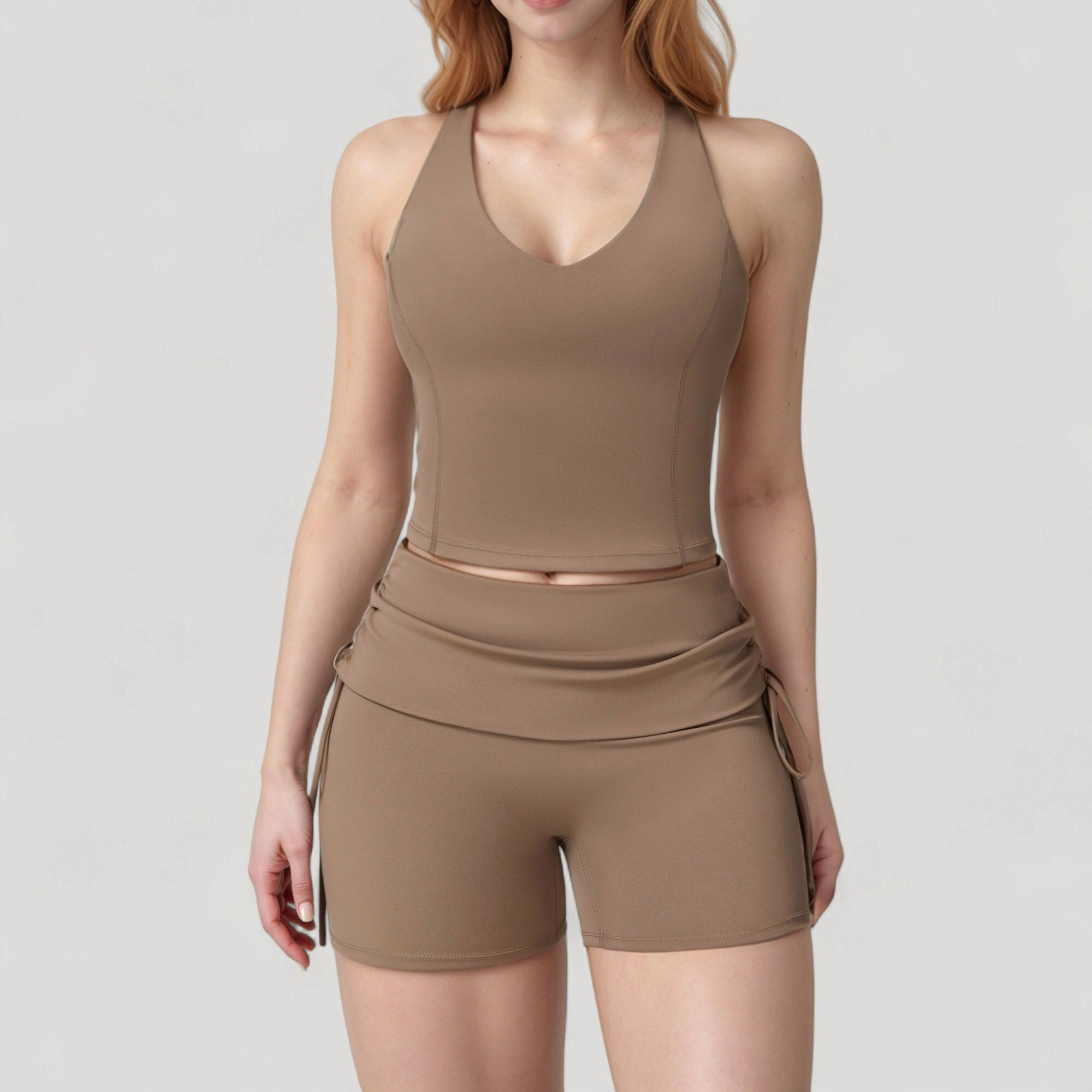 Anna-Kaci Women's V-Neck Cropped Tank Top with Racer-Inspired Straps and Smooth Contour Fit for Activewear