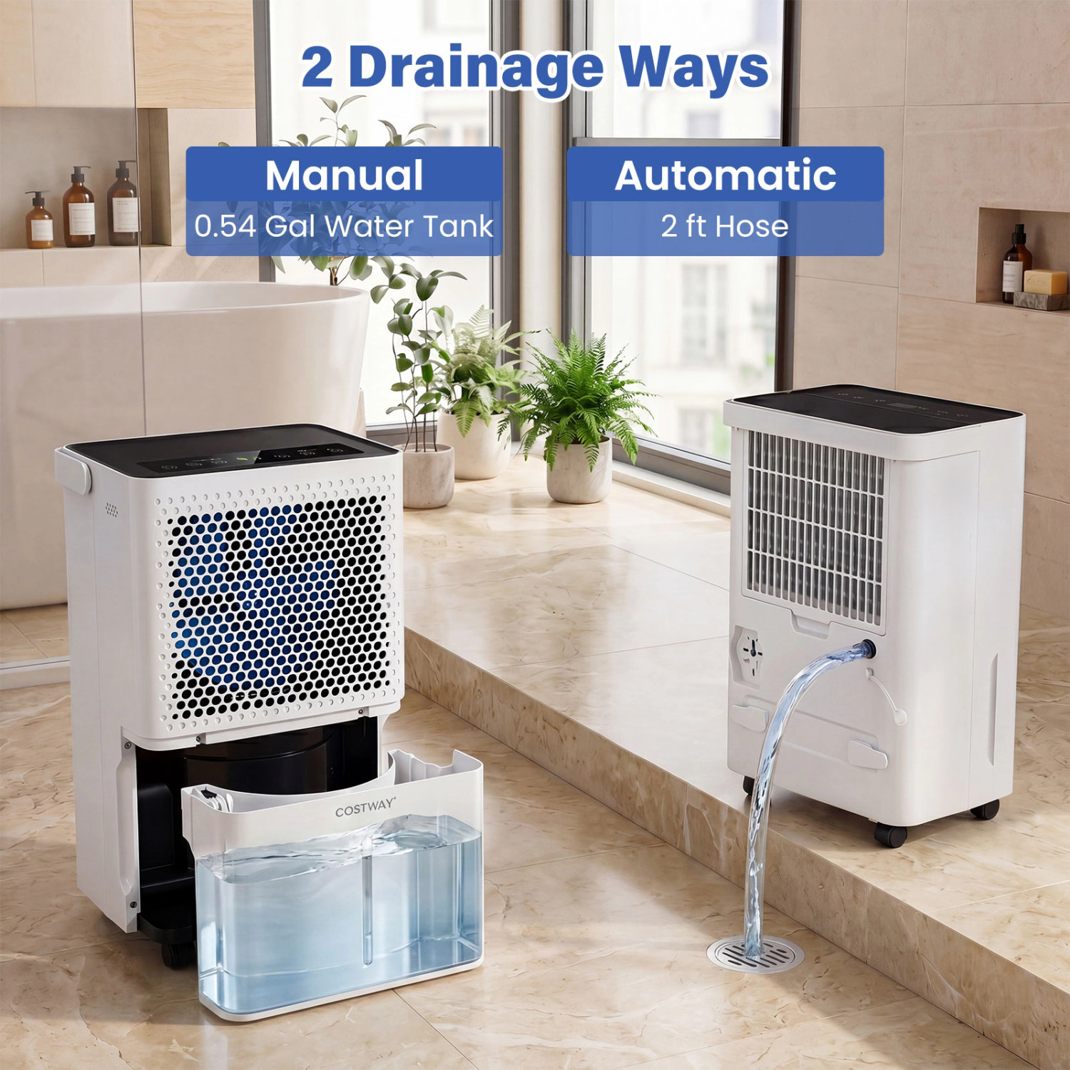 LJG Sq.Ft Pint Compressor Dehumidifier with Drain Hose Smart Humidity Control for Bedroom