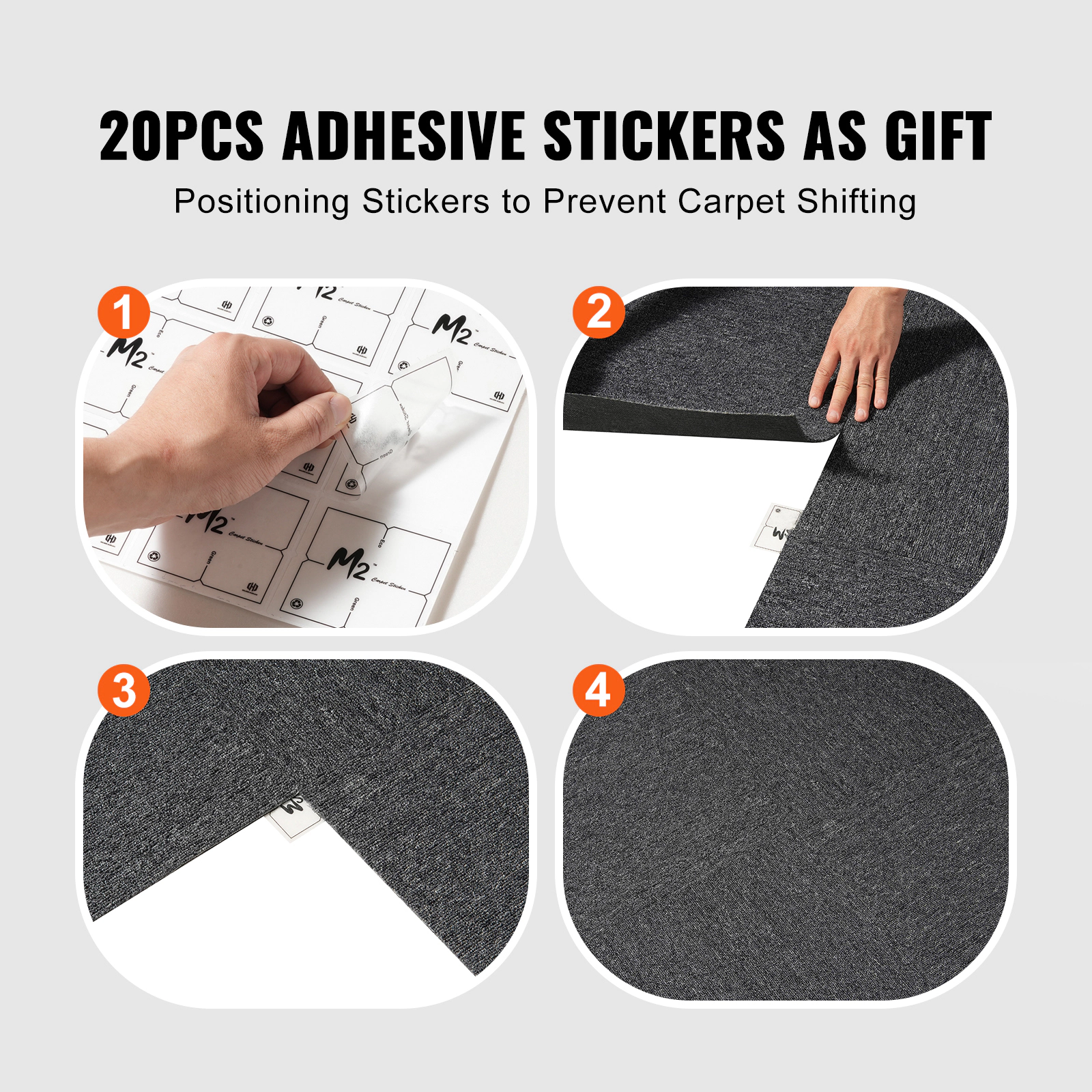 HONGGE Carpet Tiles Reusable Carpet Squares With Padding Attached Soft Padded Carpet Tiles Easy Install DIY for Bedroom