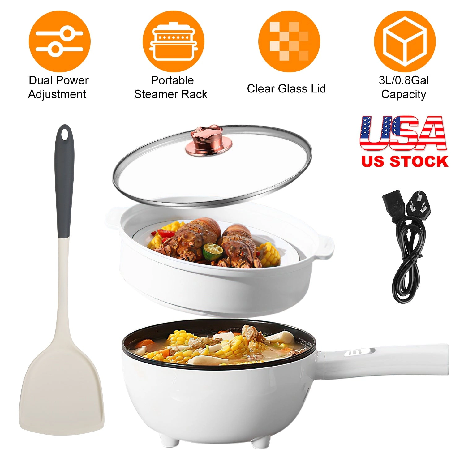 GBruno 2-in-1 Electric Hot Pot With Steamer