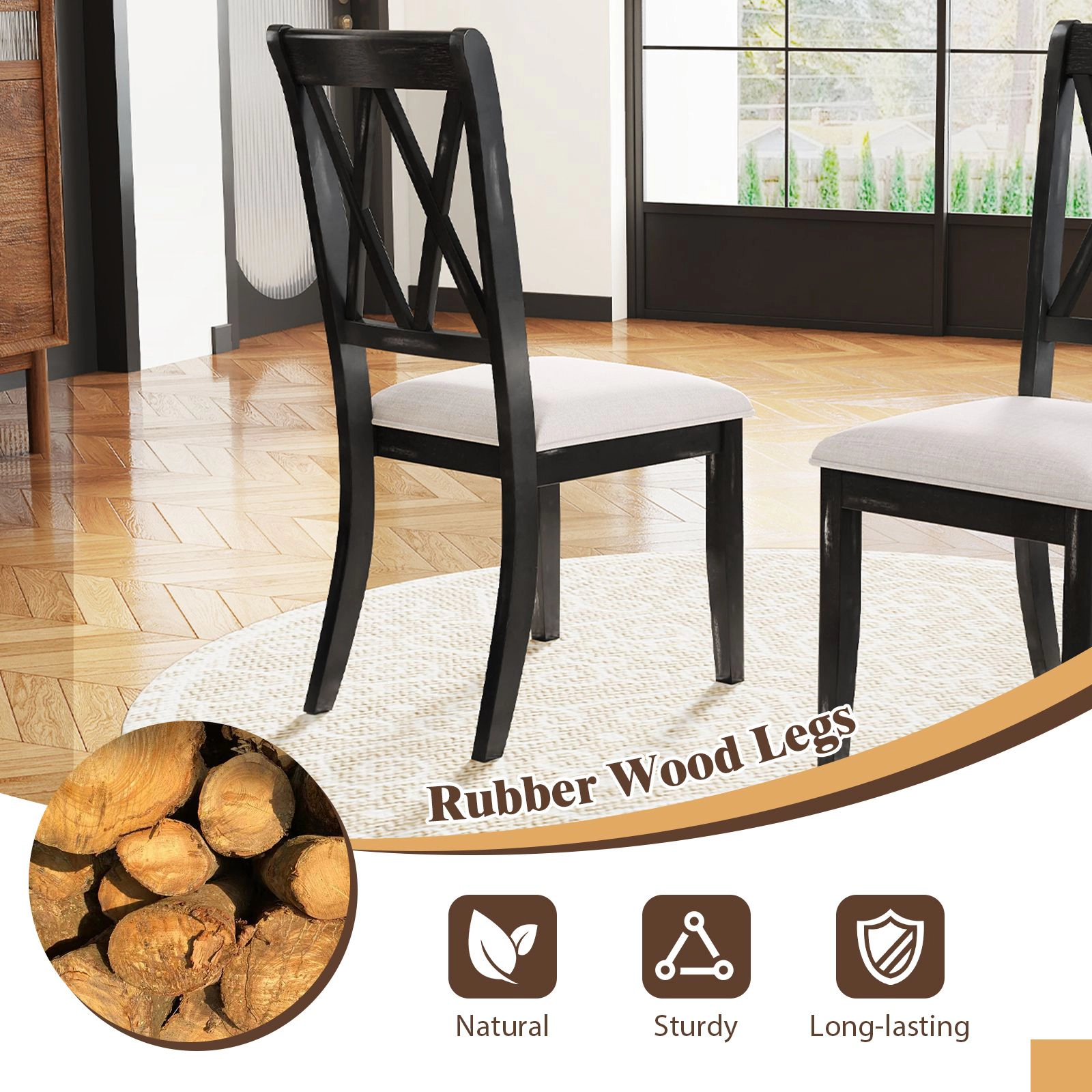 SlickBlue Upholstered Dining Chairs Set of 2, Armless Kitchen Chairs