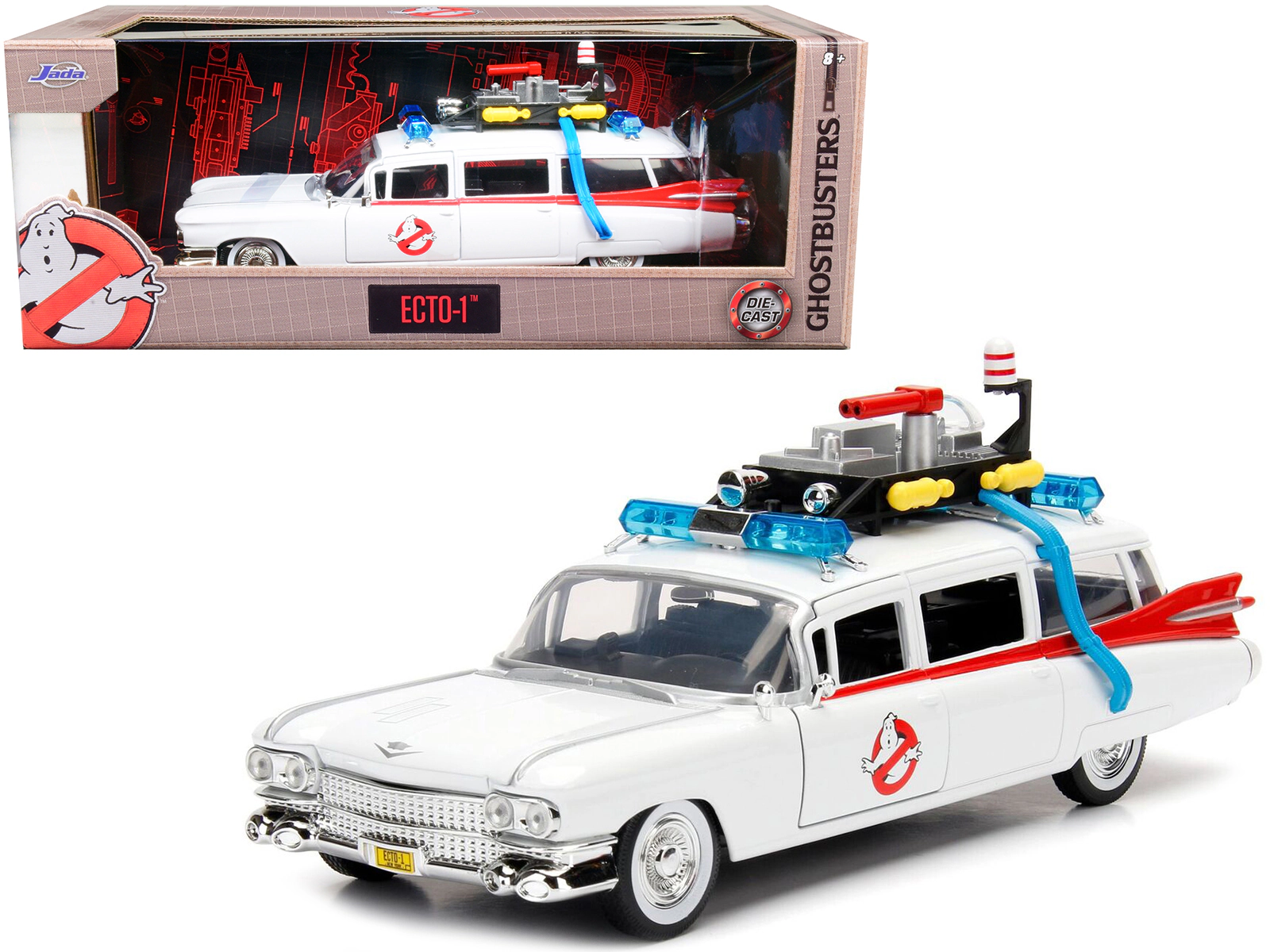 Jada 1959 Cadillac Ambulance Ecto-1 White "Ghostbusters" Movie "Hollywood Rides" Series 1/24 Diecast Model Car by Jada