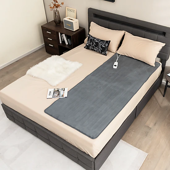 SUGIFT Twin Size 5 Heat Levels 8-Hour Auto Off Flannel Electric Heated Mattress Pad 71-in x 30-in 120V 71W Gray