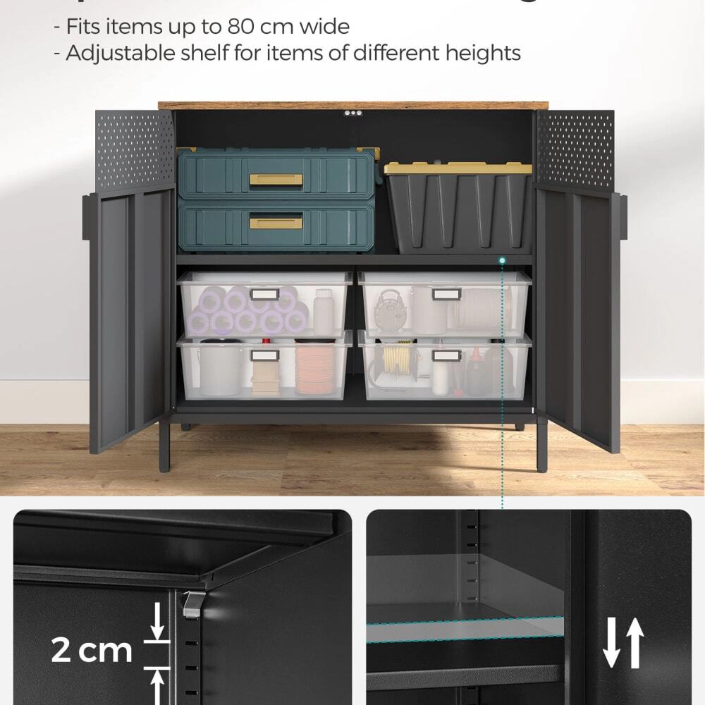 Rocky Peak Living Unisex Adjustable Console Cabinet With Steel Frame