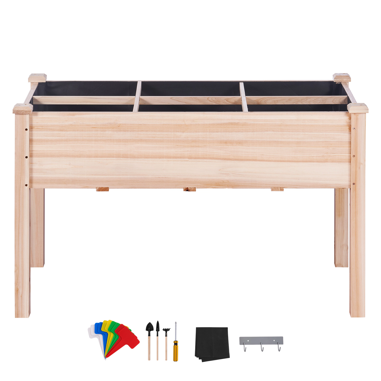 HONGGE 3.9x1.9x2.5 Ft Wooden Raised Garden Bed with Legs, Fir Wood Planter Box, Holds up to 220 lbs
