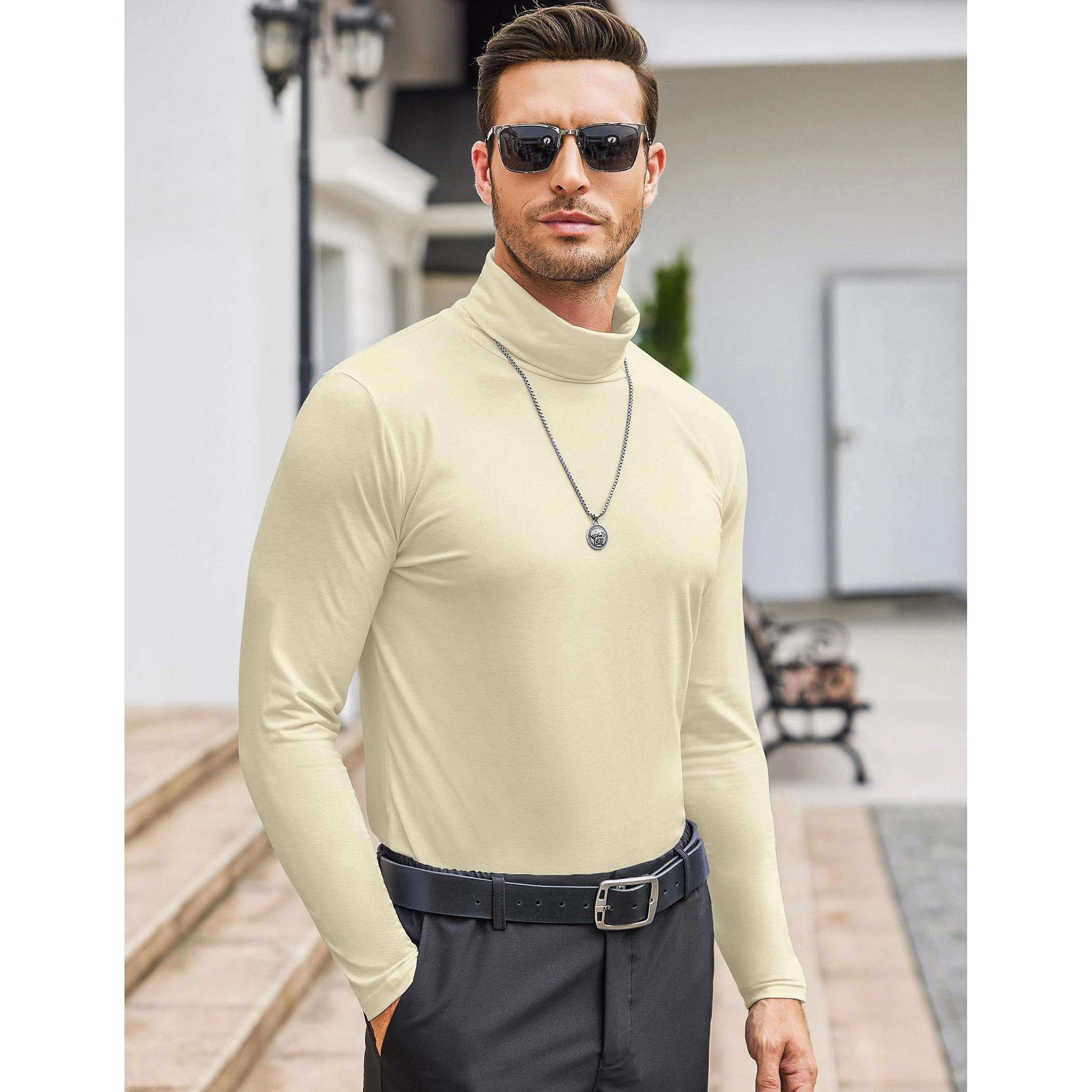 COOFANDY Men's Slim Fit Long Sleeve Turtleneck Shirt