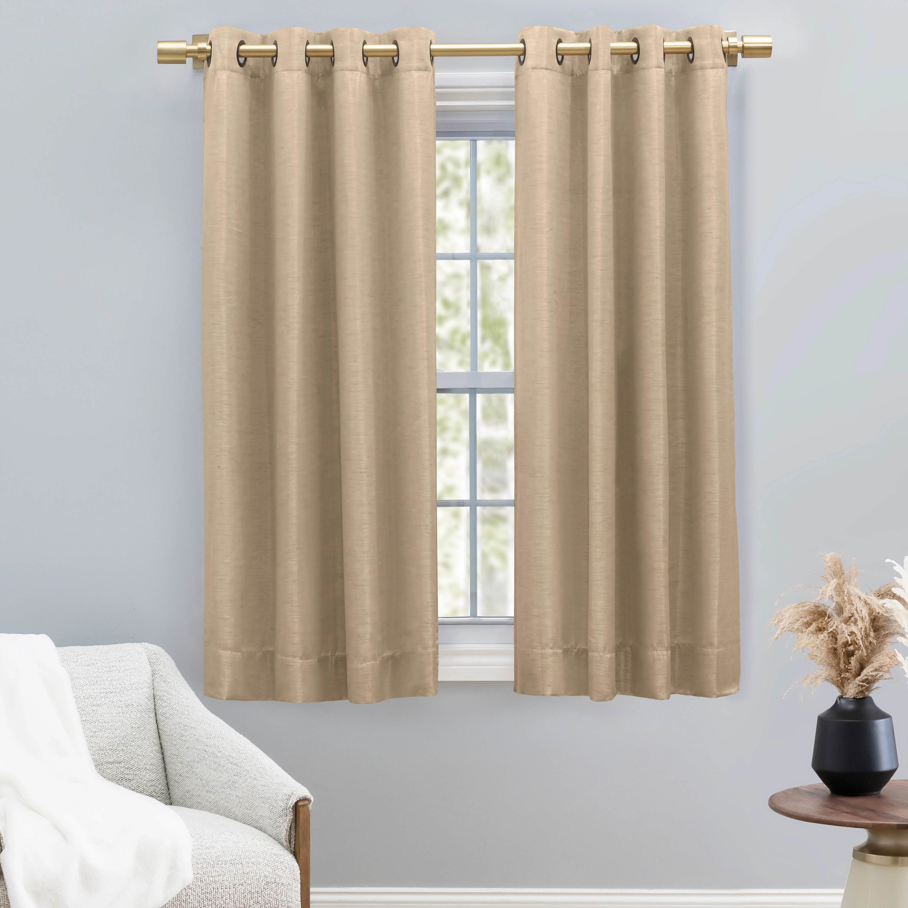 Ricardo Grasscloth Lined Grommet Patio Panel w/Wand