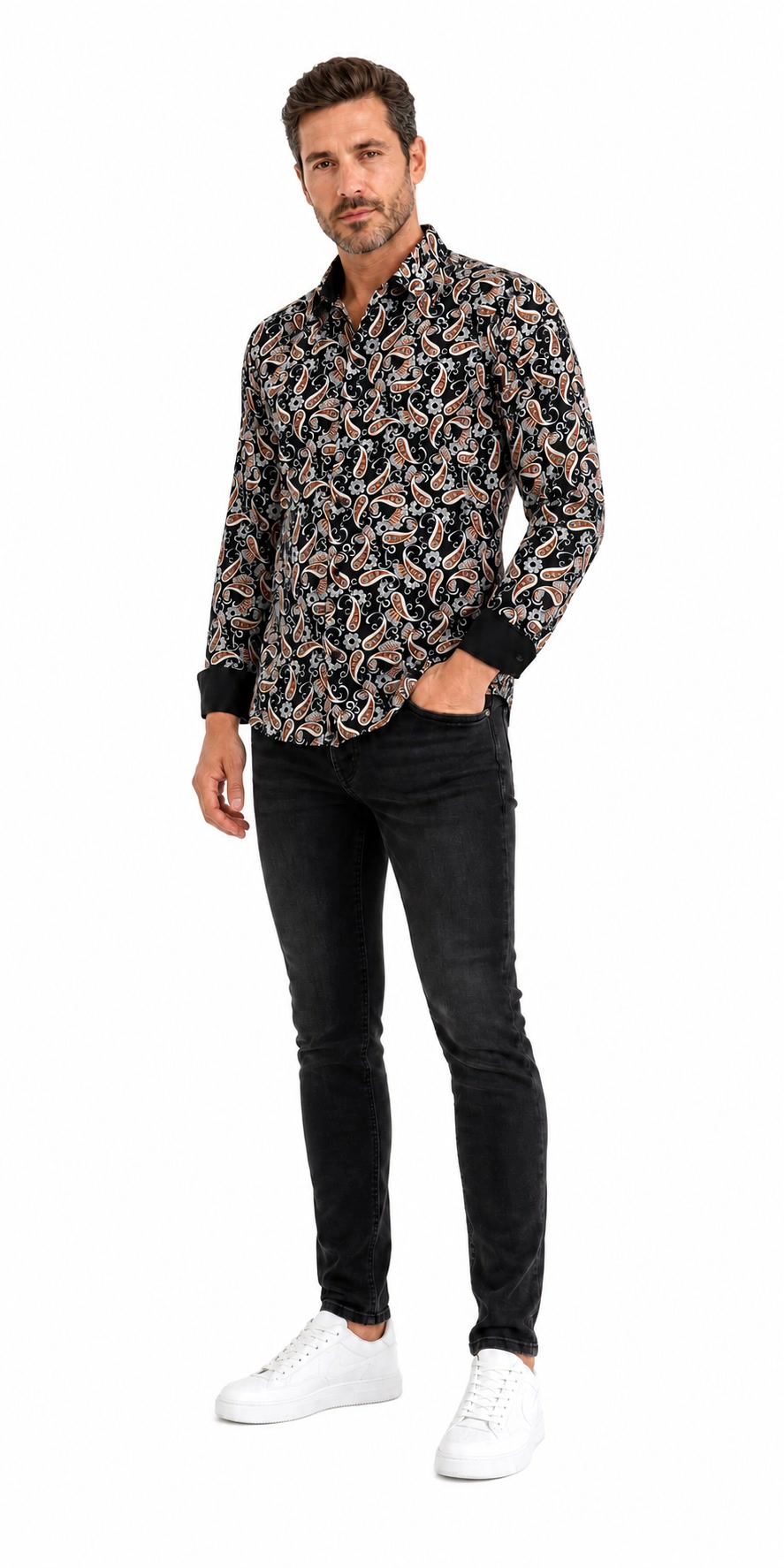 Elie Balleh Slim Fit Mens Paisley Sport Button-Down Shirt