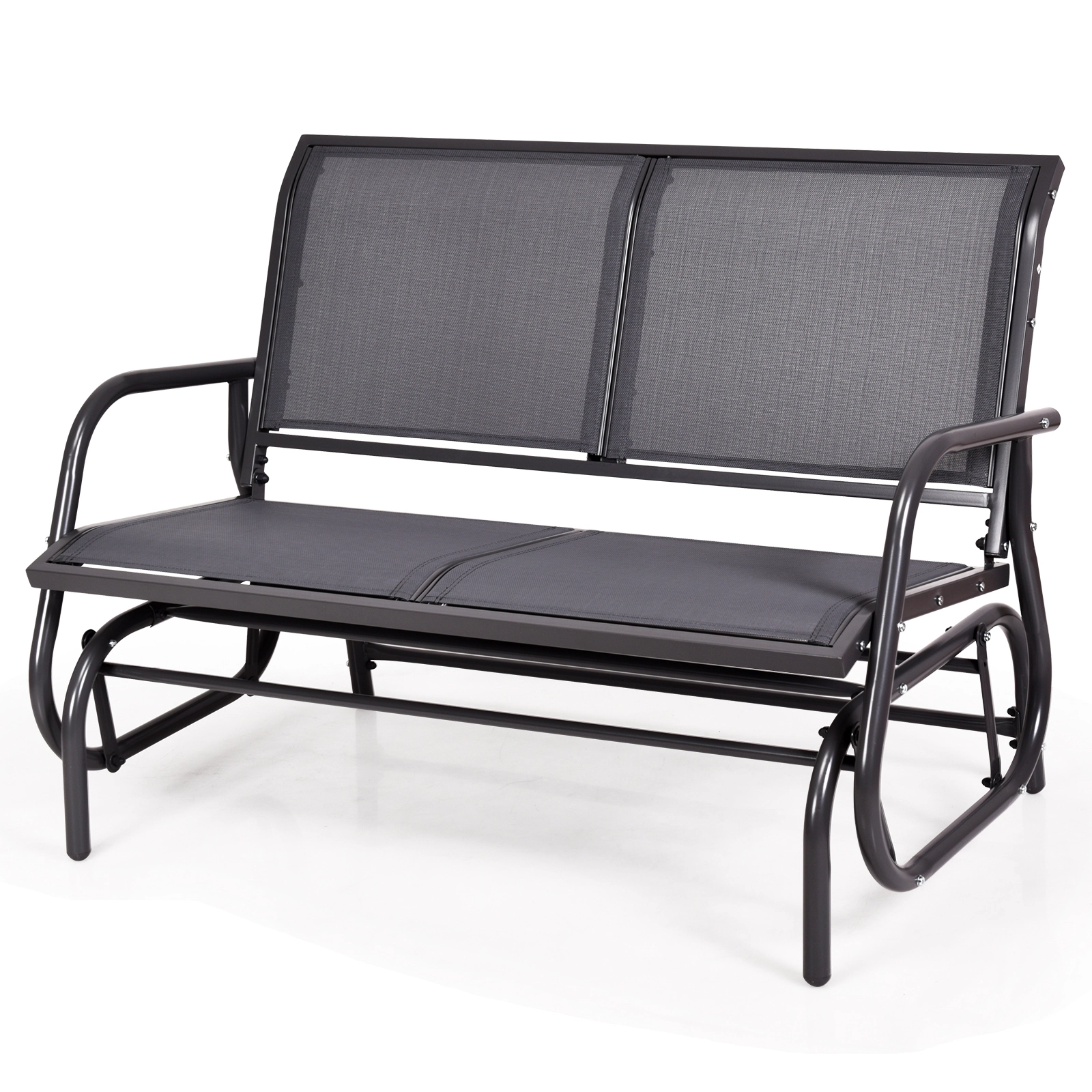 SUGIFT 48.5-in Steel Loveseat Glider Rocking Chair with 46 x 18 in Seat 400-lb Capacity Backyard Lounge Gray