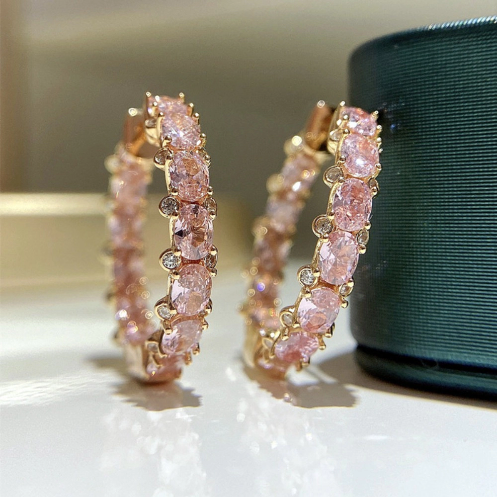 Bling Ova Cubic Zirconia Hoop Earrings for Women