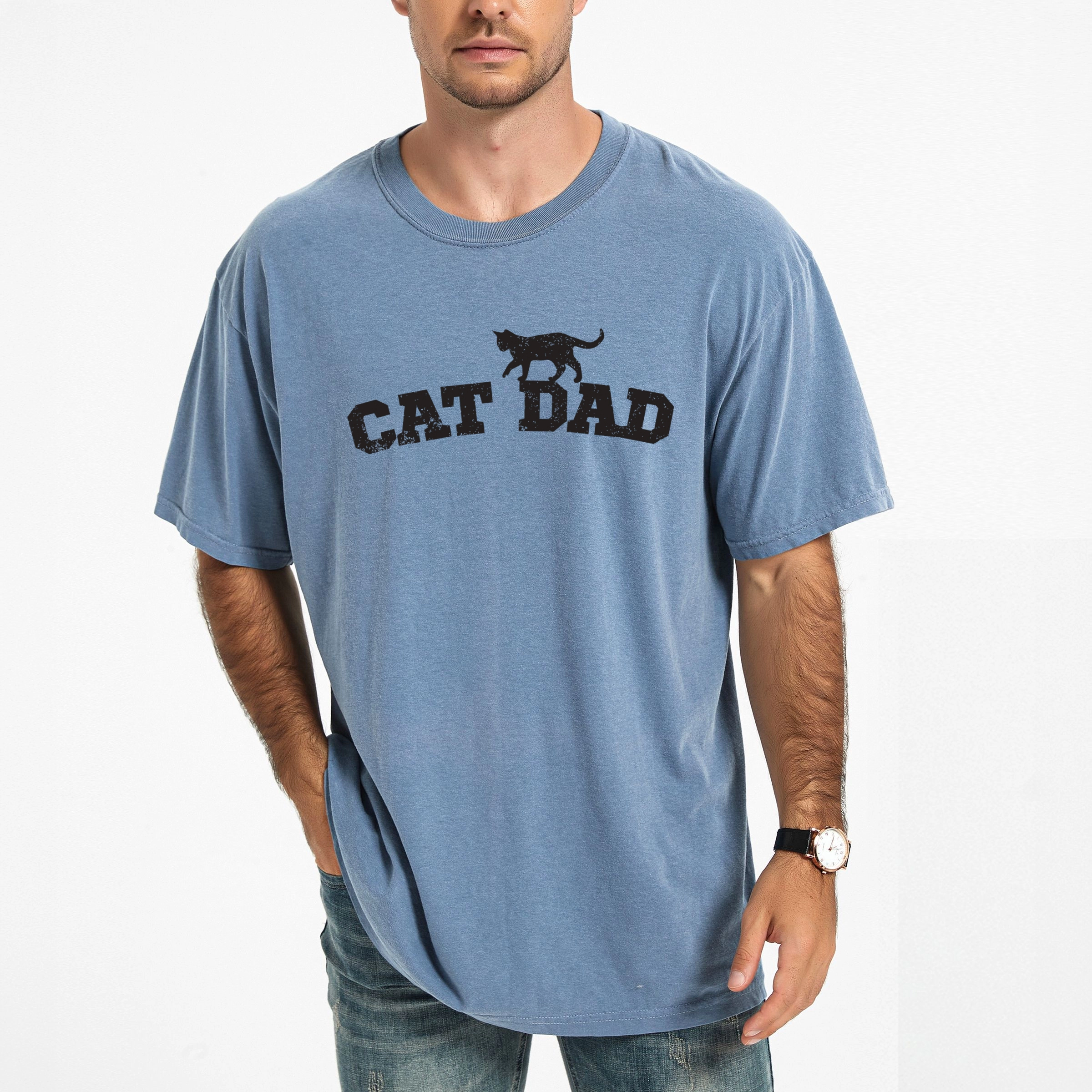 Simply Sage Market - Cat Dad Arched Men's Garment Dyed Graphic T-Shirt