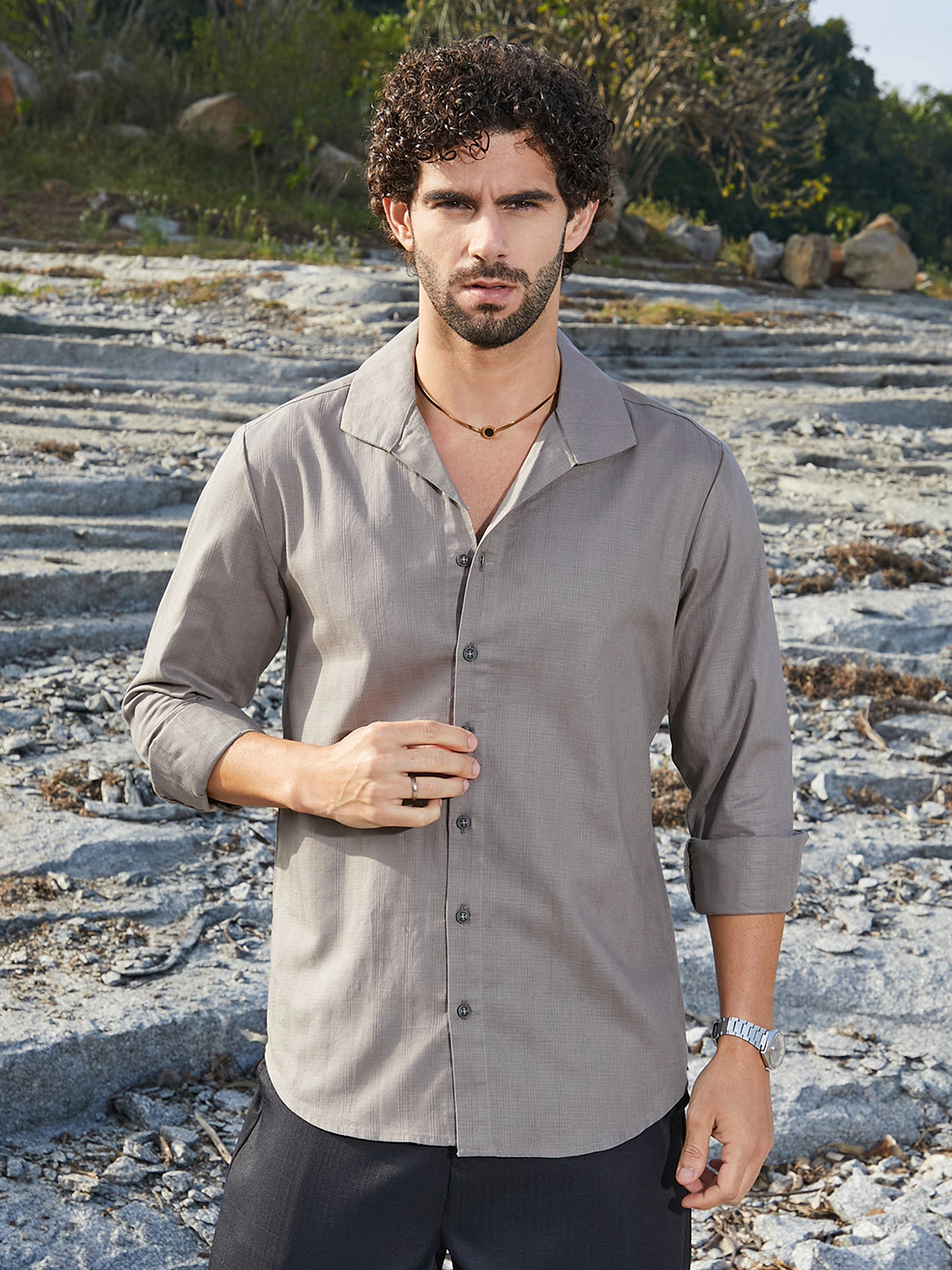 Cahoot Men's Solid Casual Shirt