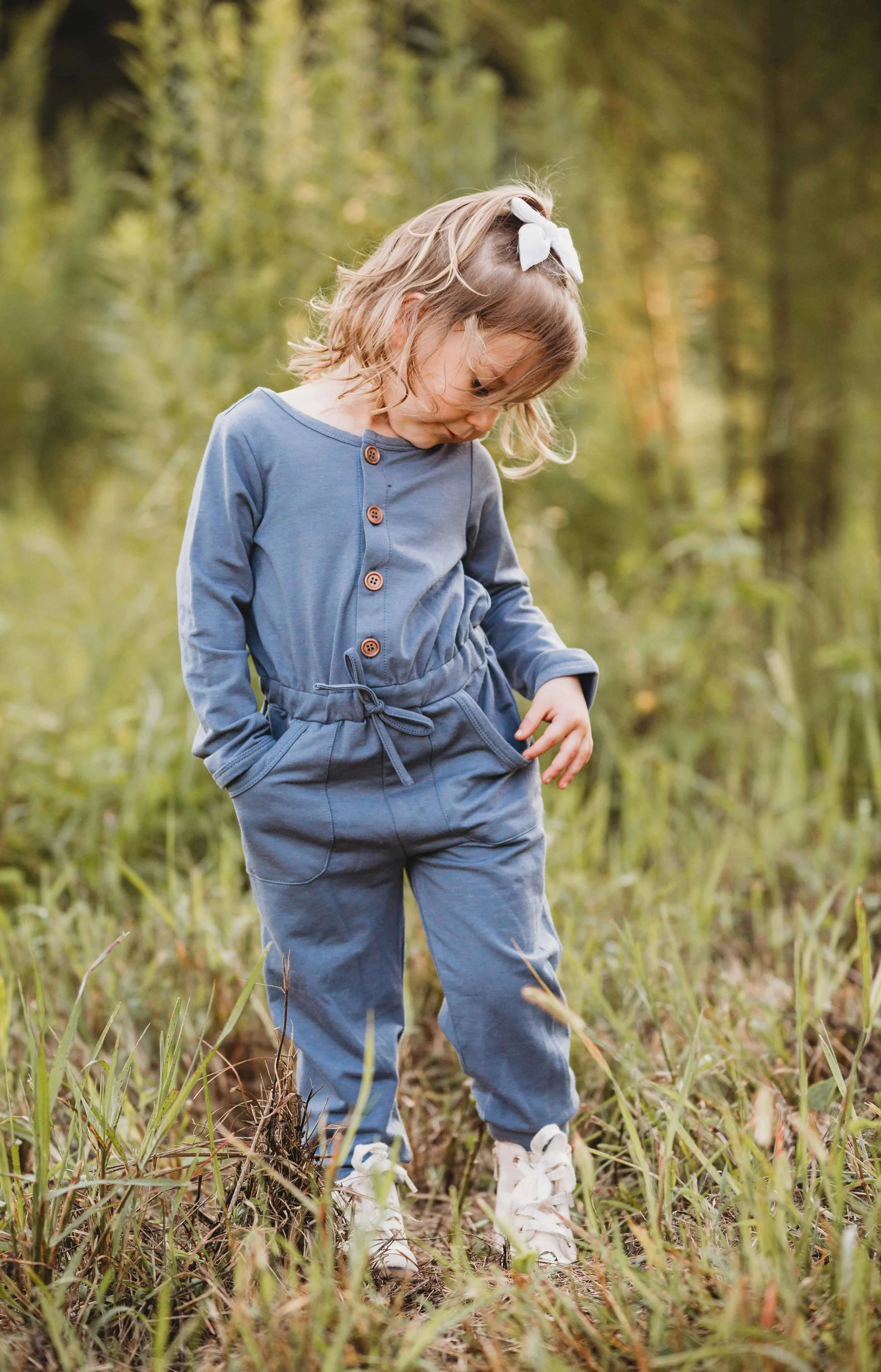 Mabel and Honey Into the Field Knit Jumpsuit - Girls Navy