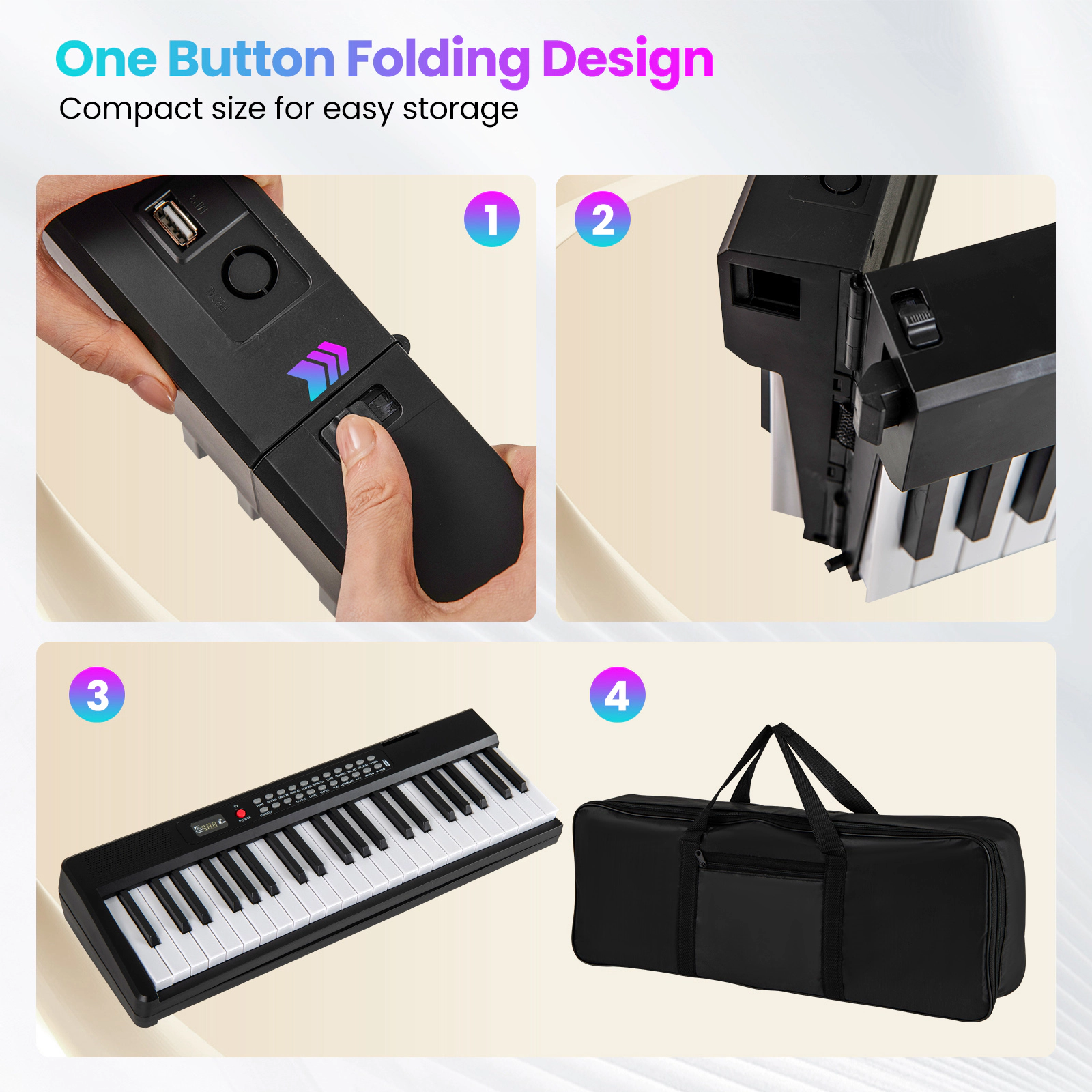 SUGIFT Black 88-Key Semi-Weighted Foldable Electric Keyboard Piano with Wireless MIDI and Dual Speakers
