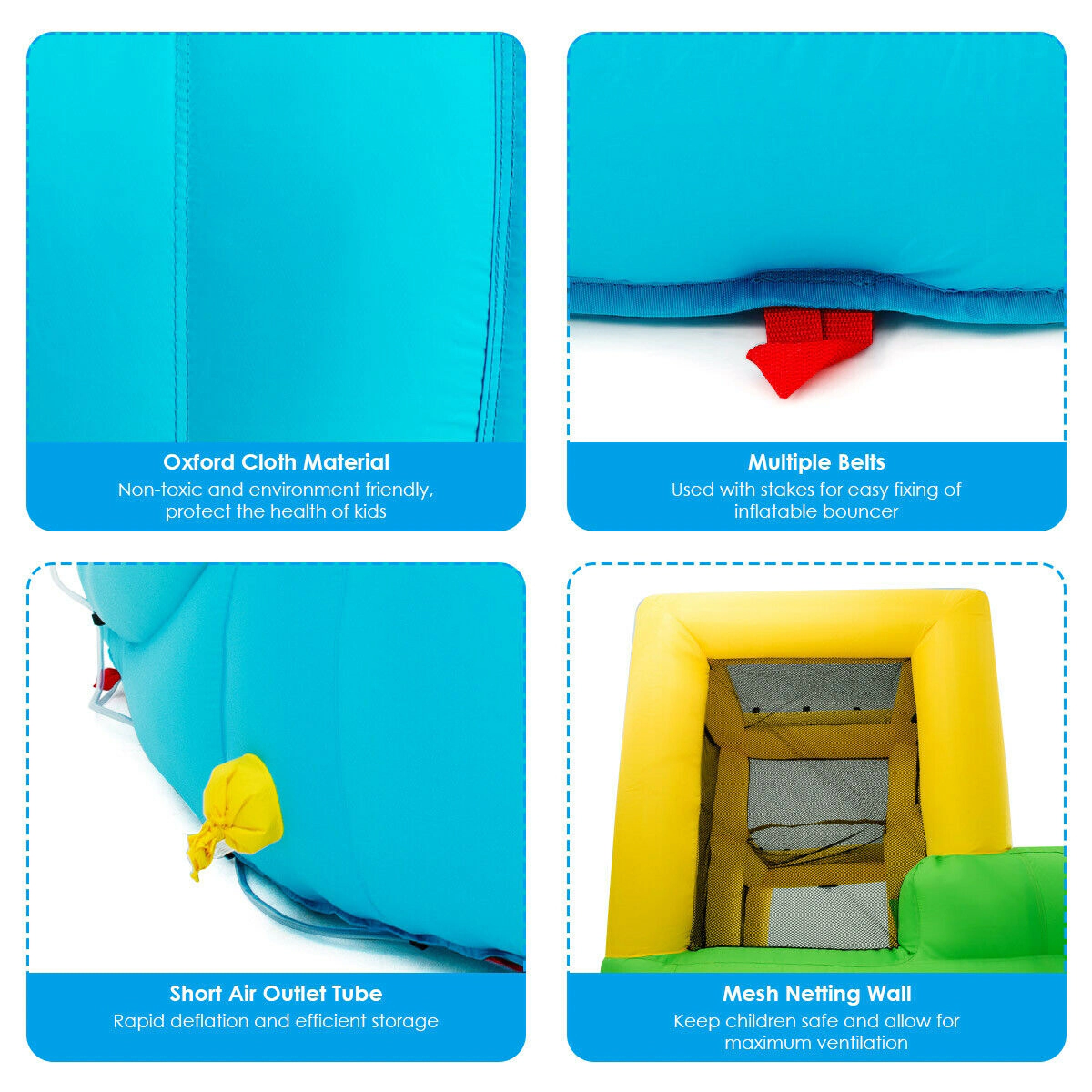 SUGIFT Double Slides Climbing Wall and Basketball Rim Kids Inflatable Water Park Bounce House