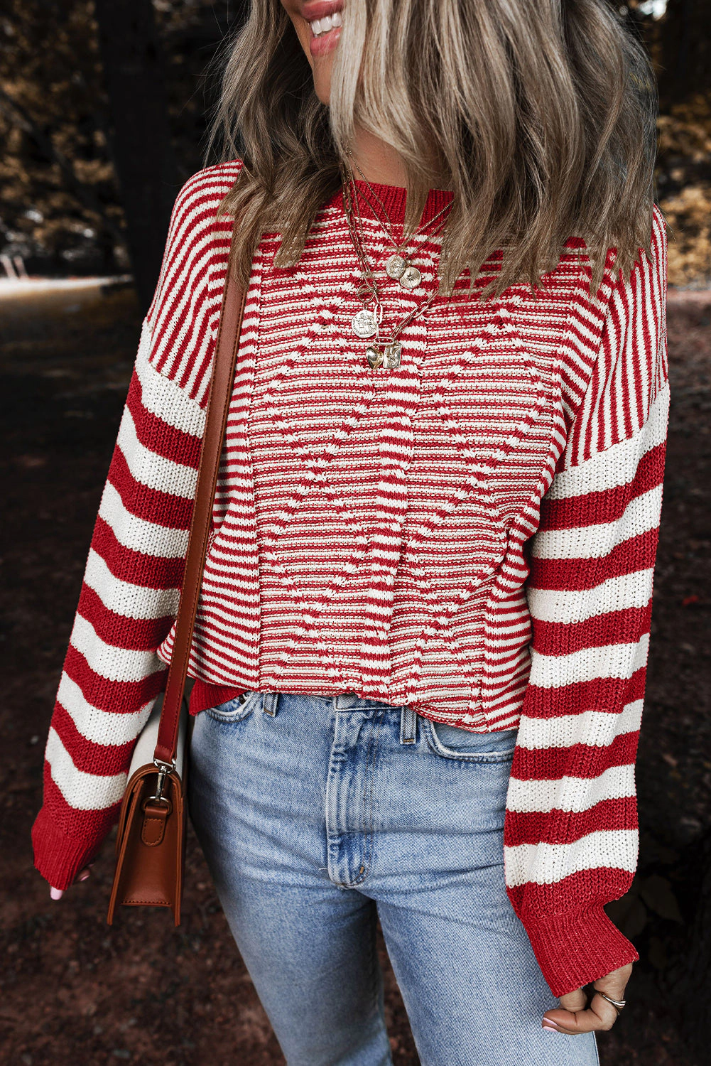 Threaded Pear Women's Emily Stripe Textured Sweater