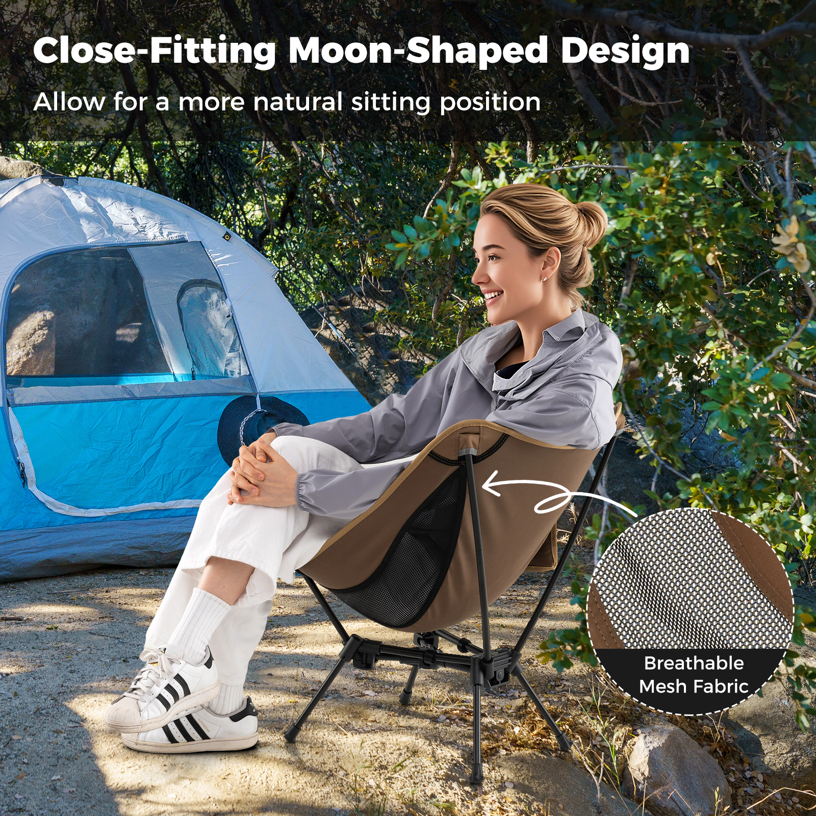 LJG Portable Camping Chair with Compact Carrying Bag