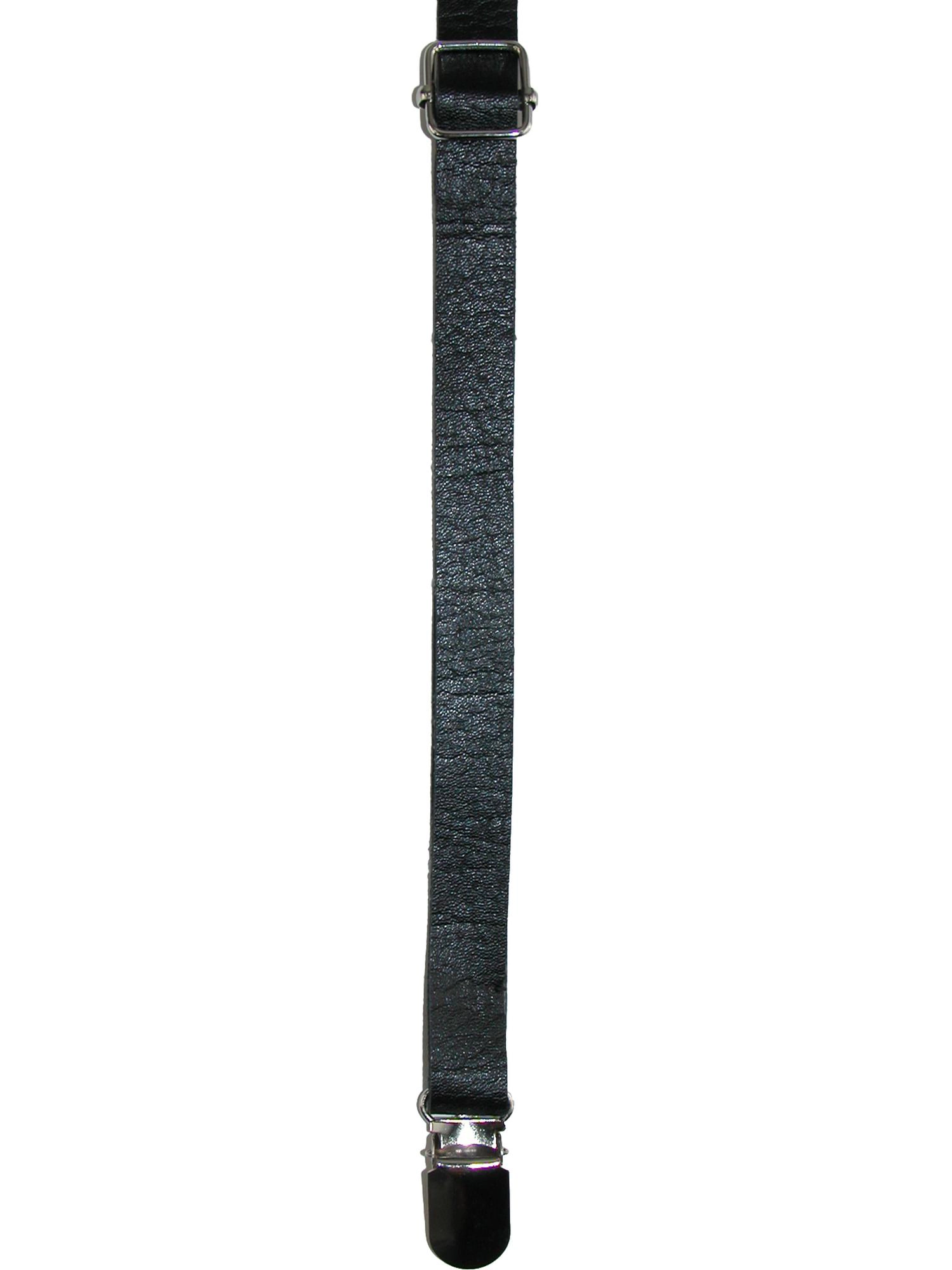 CTM Faux Leather Slim Clip-End Suspenders