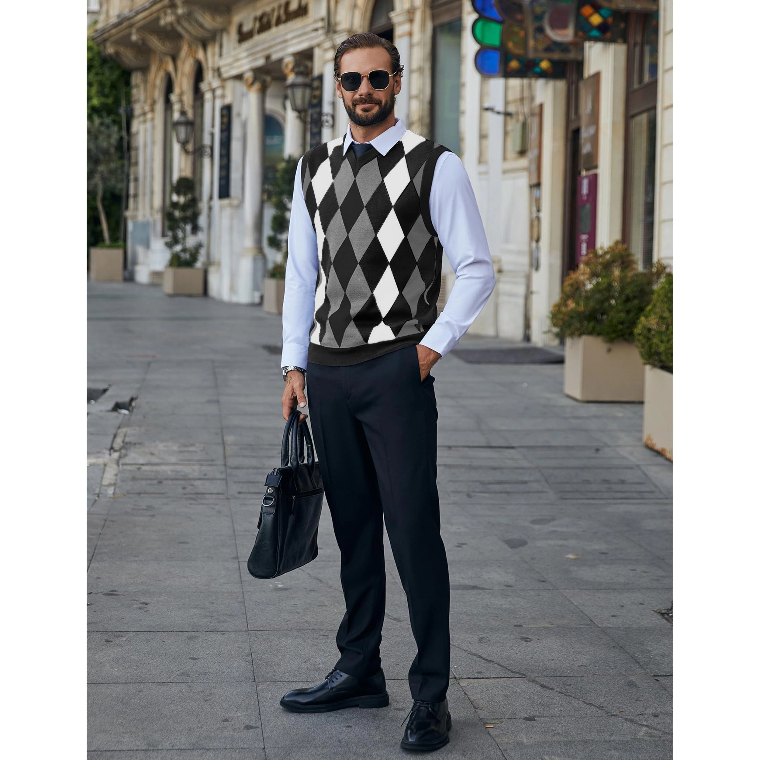 COOFANDY Men's Regular Fit V Neck Sleeveless Sweater Vest