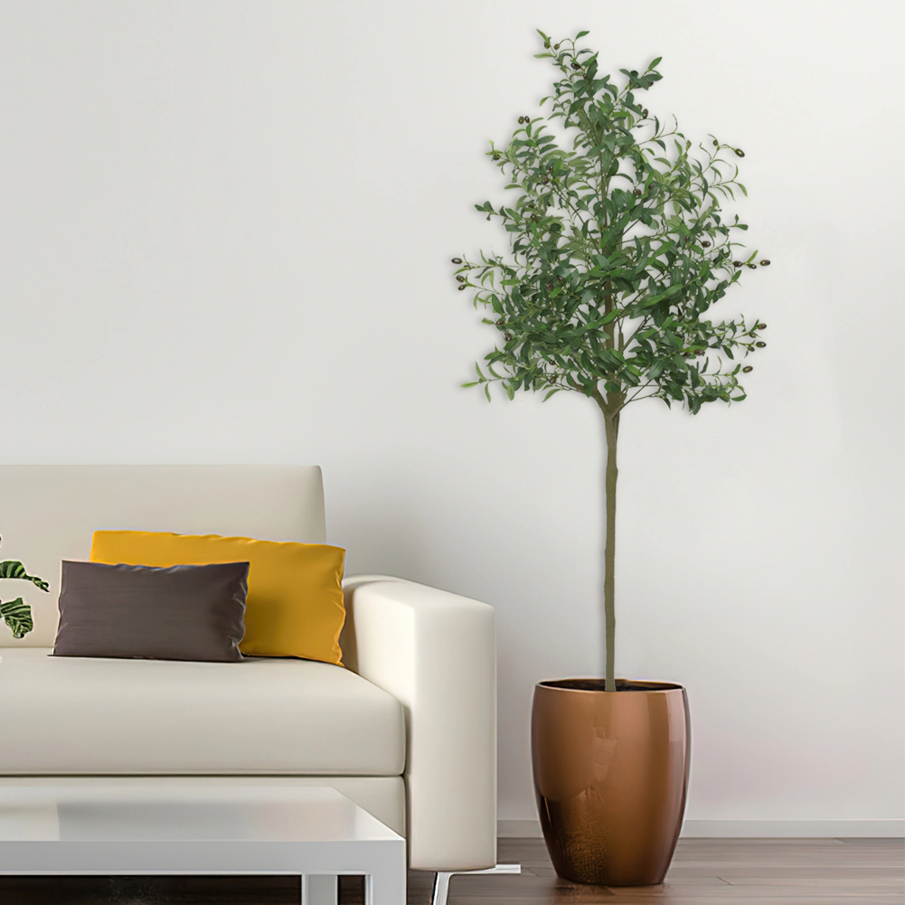 Faux Olive Tree 5Ft, Fake Black Olive Tree with Pot, Indoor Tall Artificial Plants for Living Room Home Office
