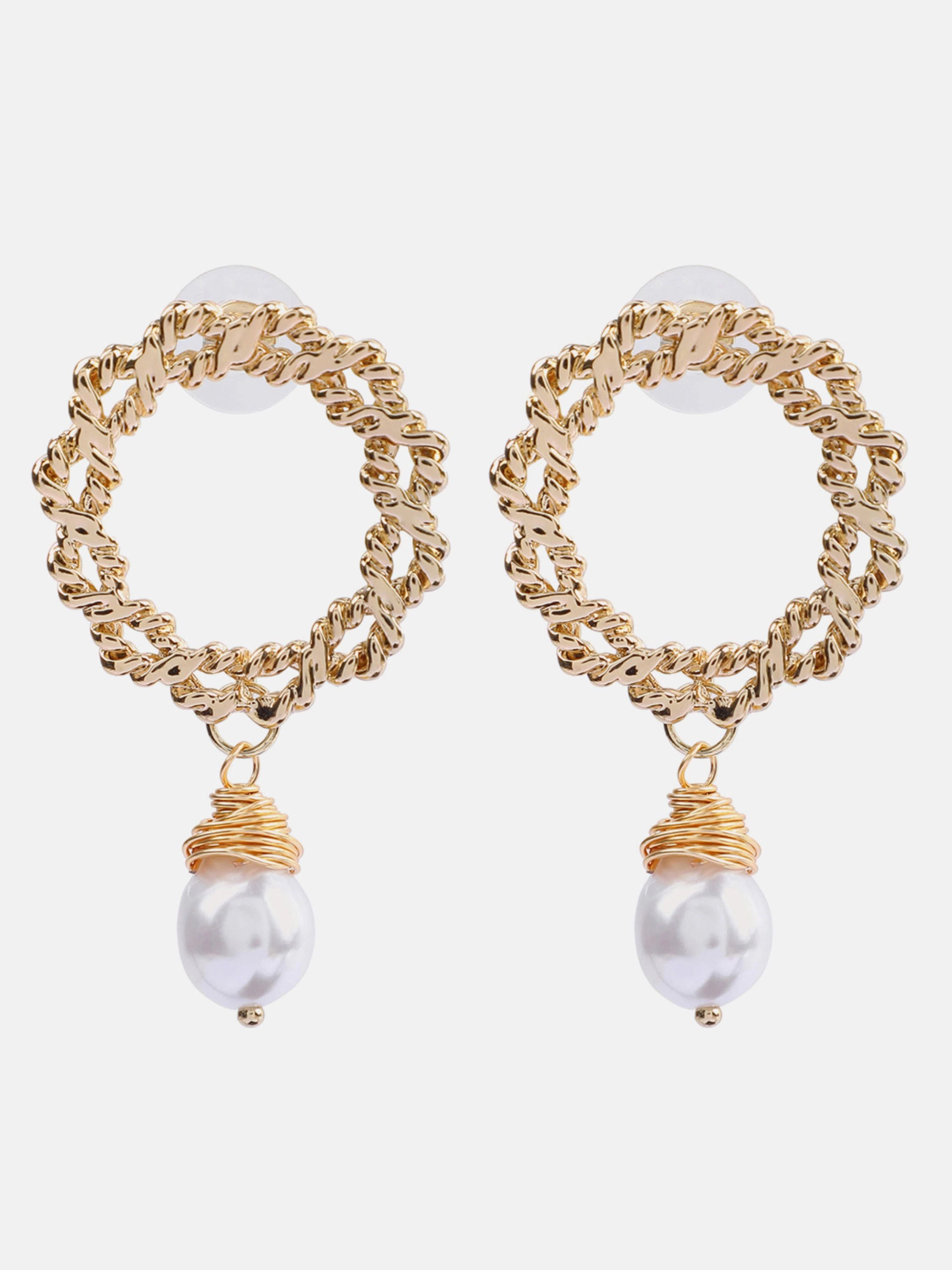 SOHI Women's Gold Plated Pearl Beaded Drop Earring