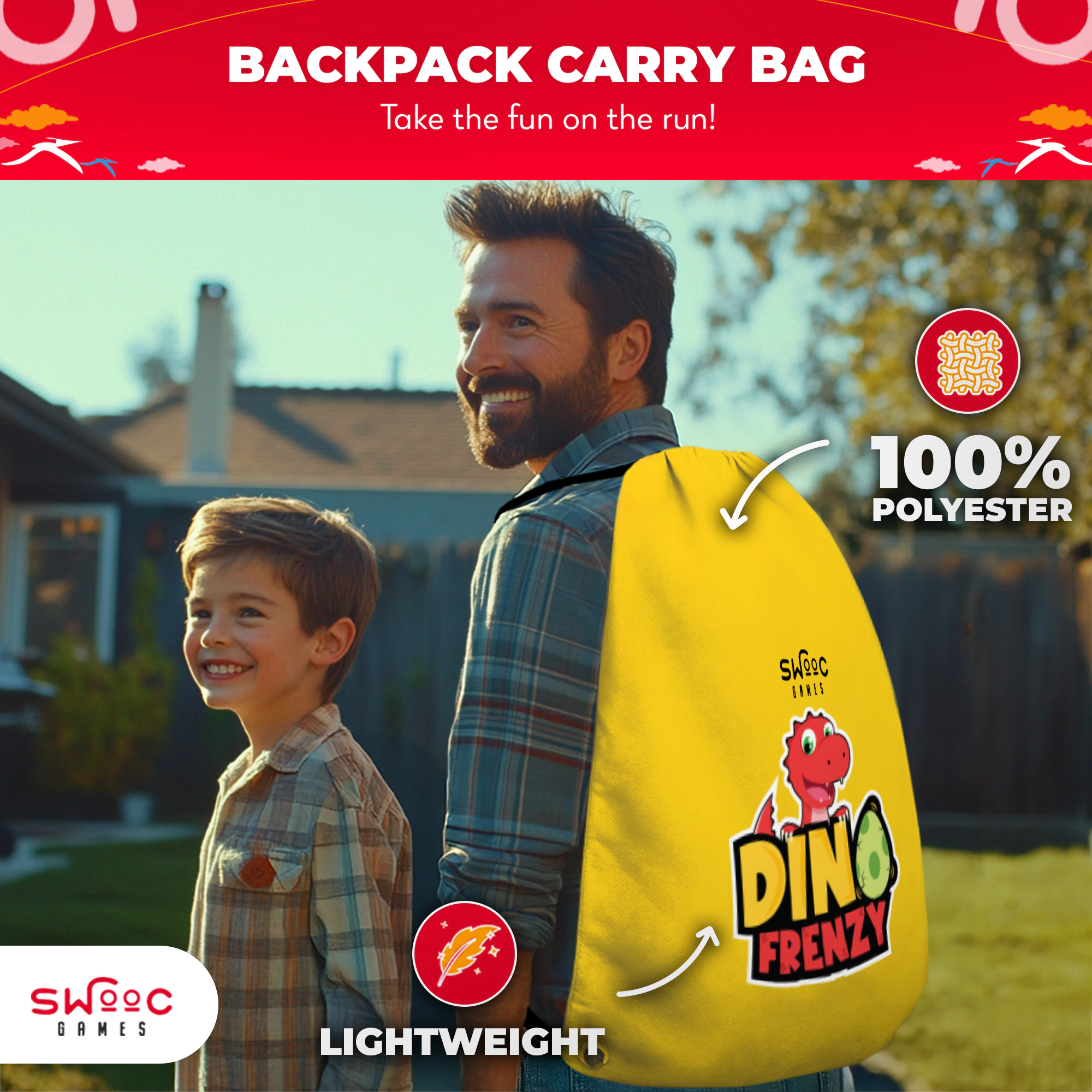 Swooc Games | Dino Frenzy™ | 2-in-1 Corn Hole Games for Kids