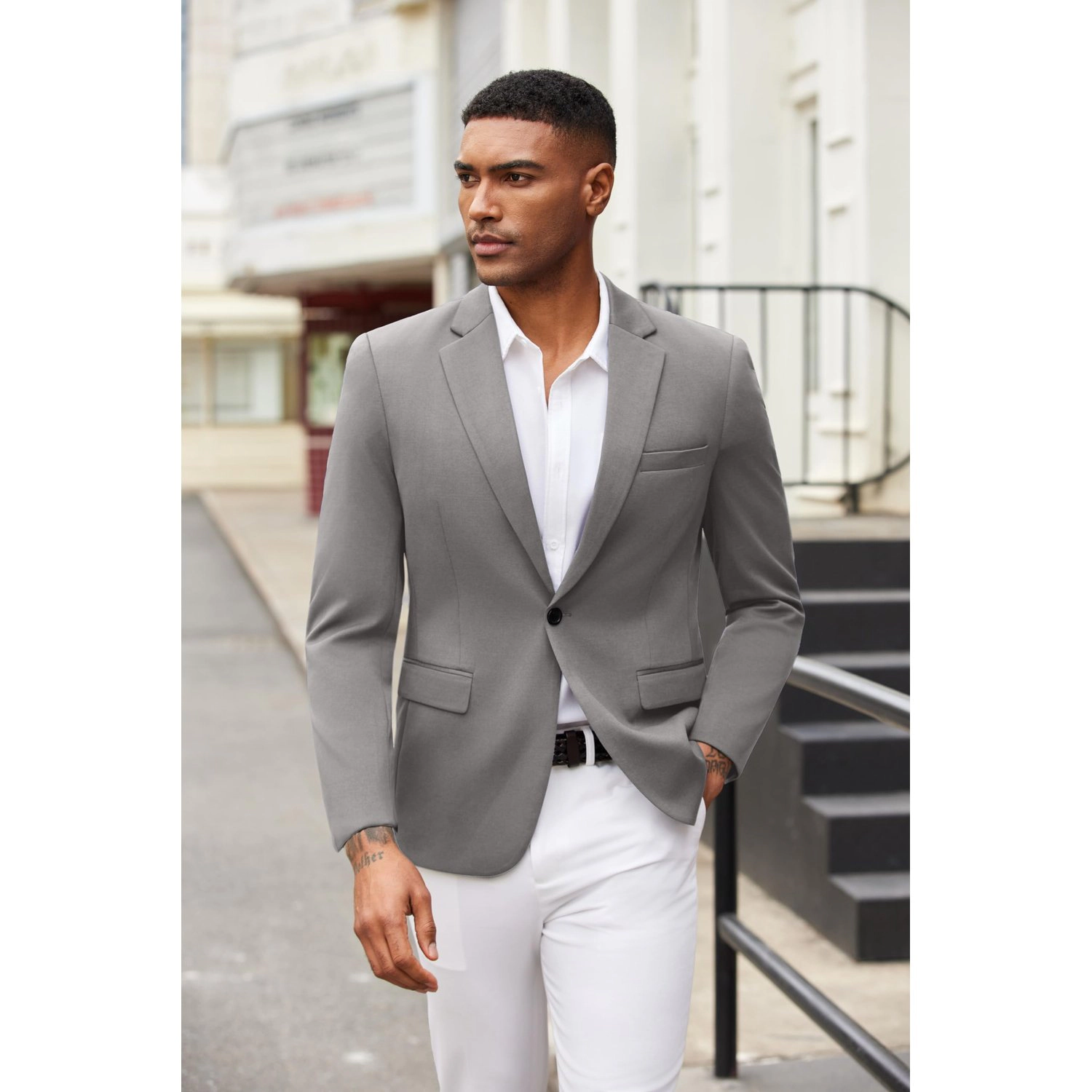 COOFANDY Mens Classic Notched Lapel Blazer Two Button Slim Fit Sport Coat Jackets