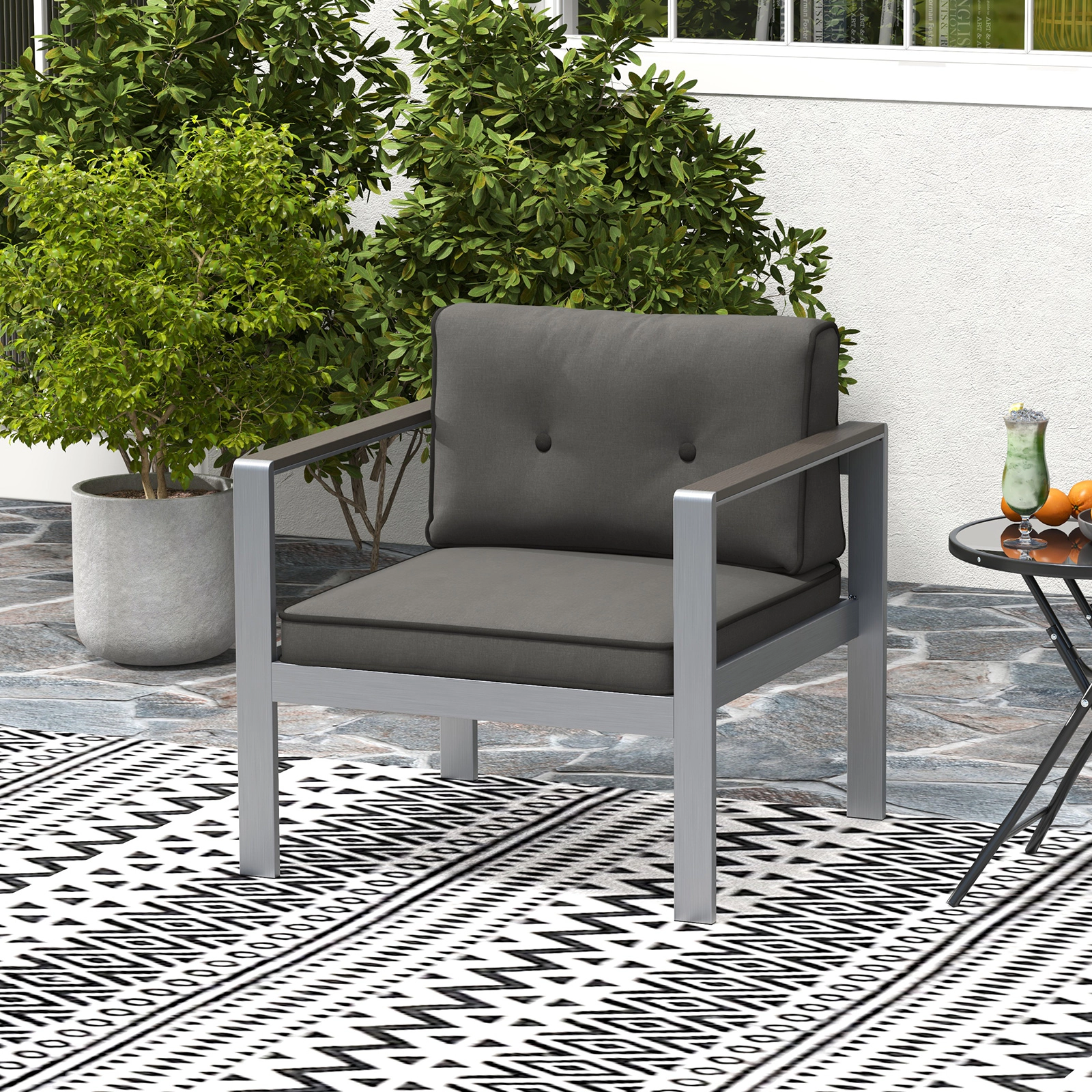 LJG Contemporary Sofa Chair with WPC Armrests and Back Cushions