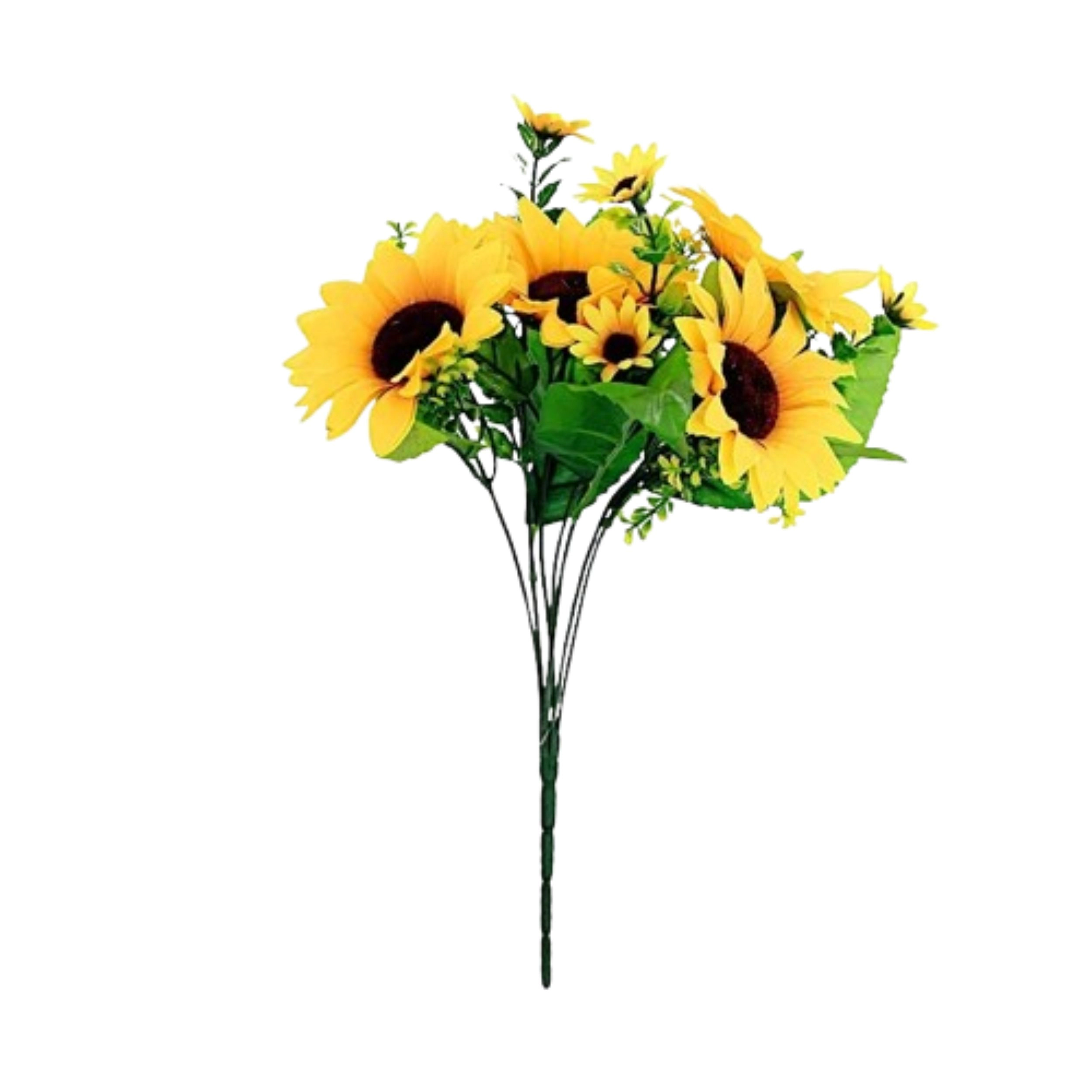 Home Collection Set of 2 13-Inch Artificial Silk Sunflower Bouquets with Bendable Stems
