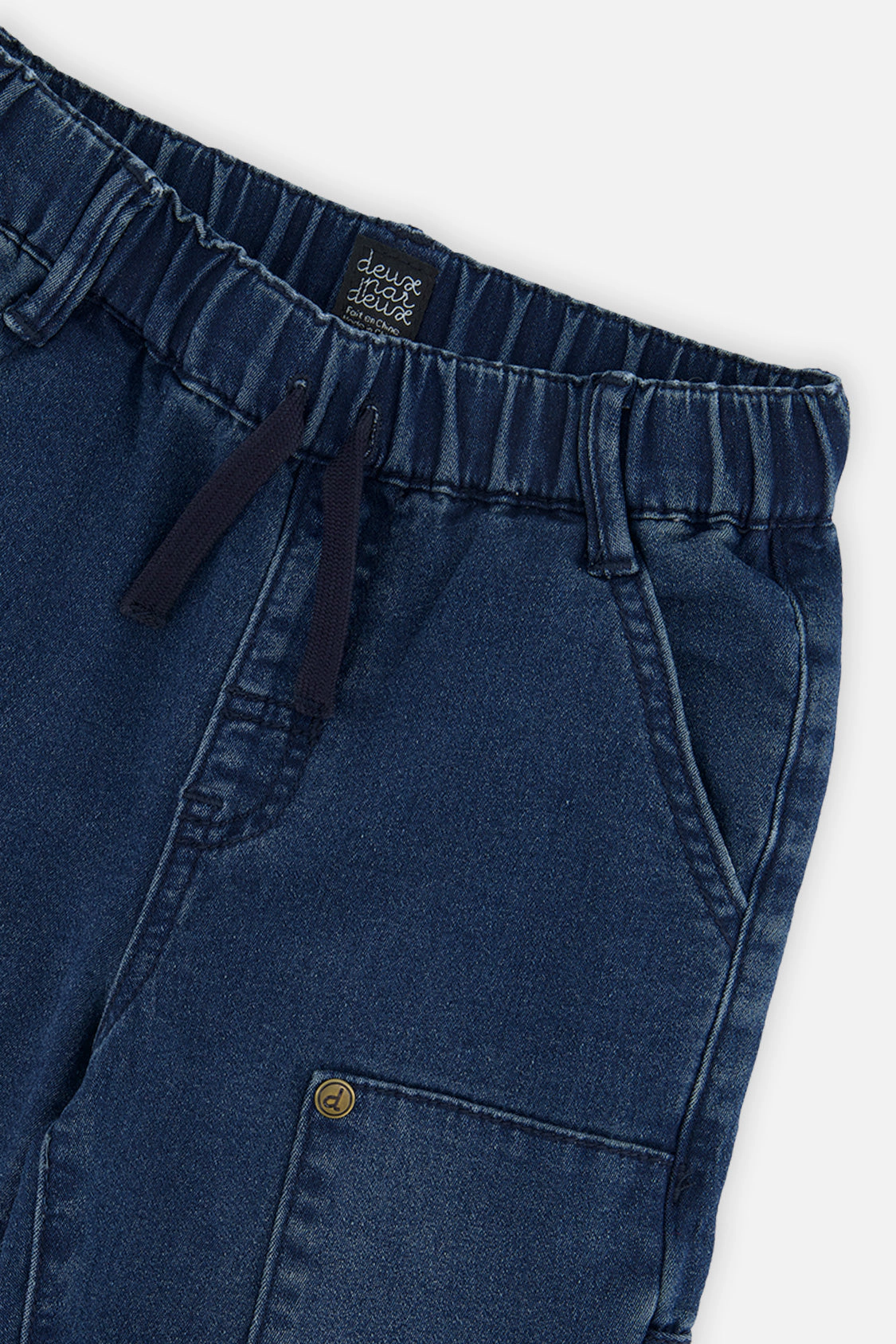 Deux par Boys French Terry Denim Pants with Cargo Pockets