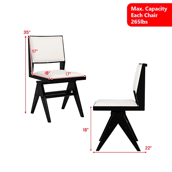Hivvago Stylish Rubberwood Swivel Chairs with Soft Seats – 2-Piece Dining Set
