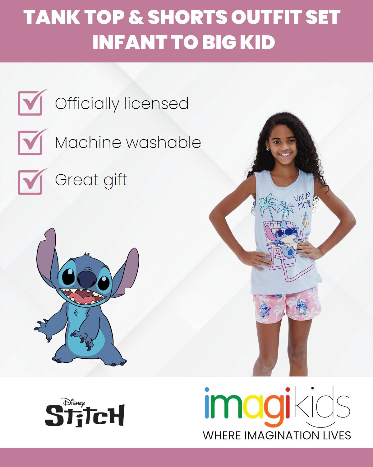 Disney Girls' Sleeveless 2-Piece Tank Top and Shorts Set