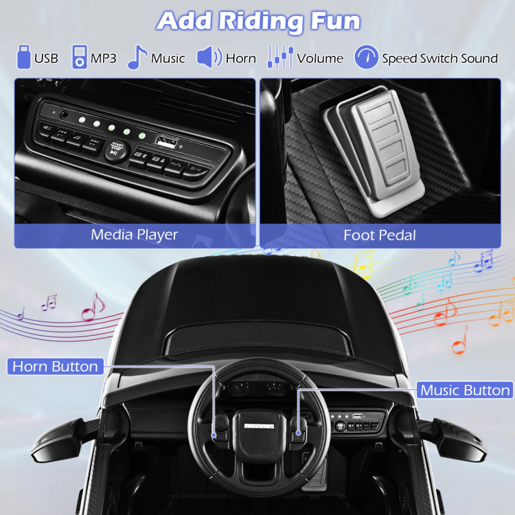 Hivvago 12V Kids Ride On Car with Remote Control Lockable Doors Slow Start System and LED Lights